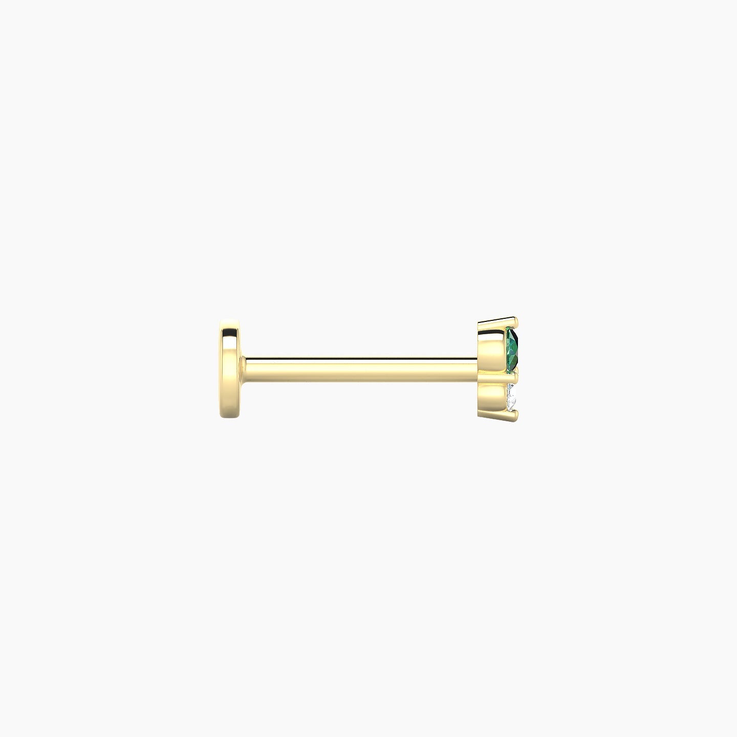 Laetitia | 18k Yellow Gold 8 mm 4 mm Emerald & Diamond Nostril Piercing