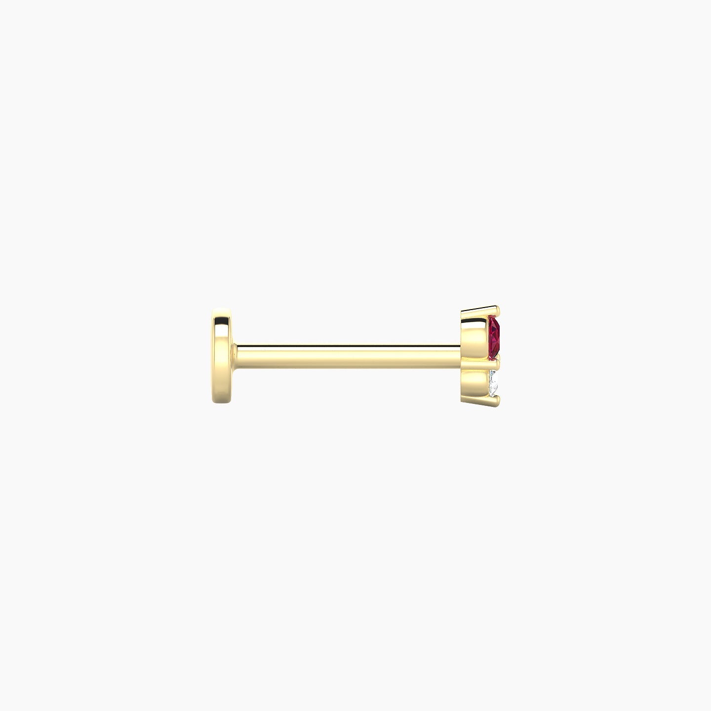 Laetitia | 18k Yellow Gold 8 mm 4 mm Ruby & Diamond Nostril Piercing