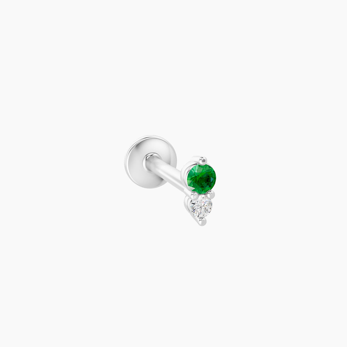 Laetitia | 18k White Gold 8 mm 4 mm Emerald & Diamond Piercing