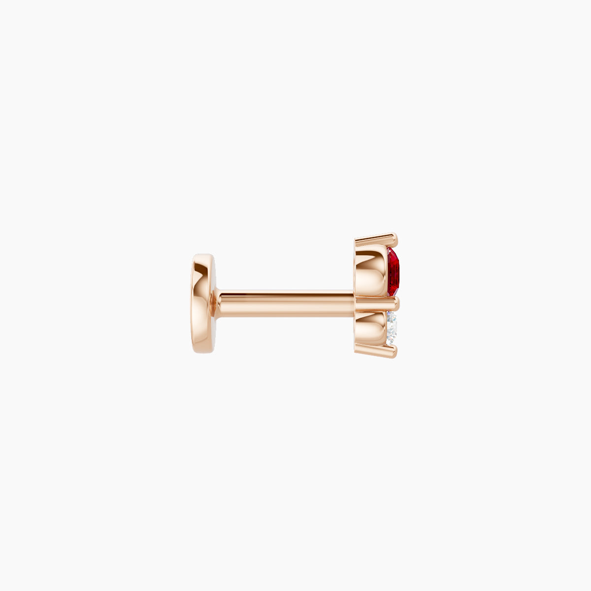 Laetitia | 18k Rose Gold 5 mm 4.5 mm Ruby & Diamond Nose Piercing