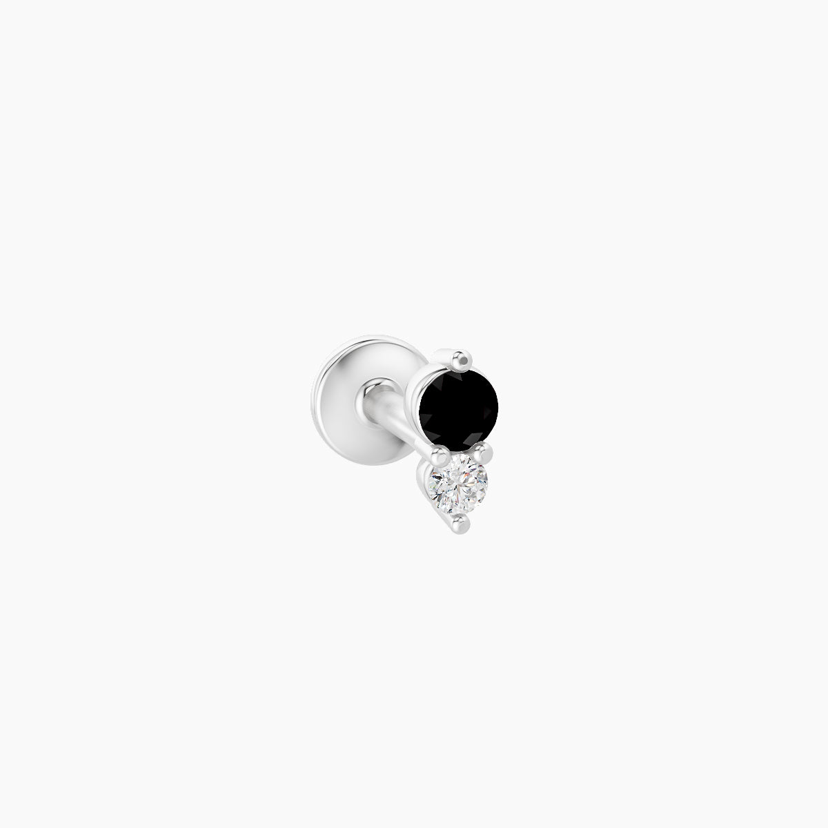 Laetitia | 18k White Gold 5 mm 4.5 mm Black Diamond & Diamond Nose Piercing