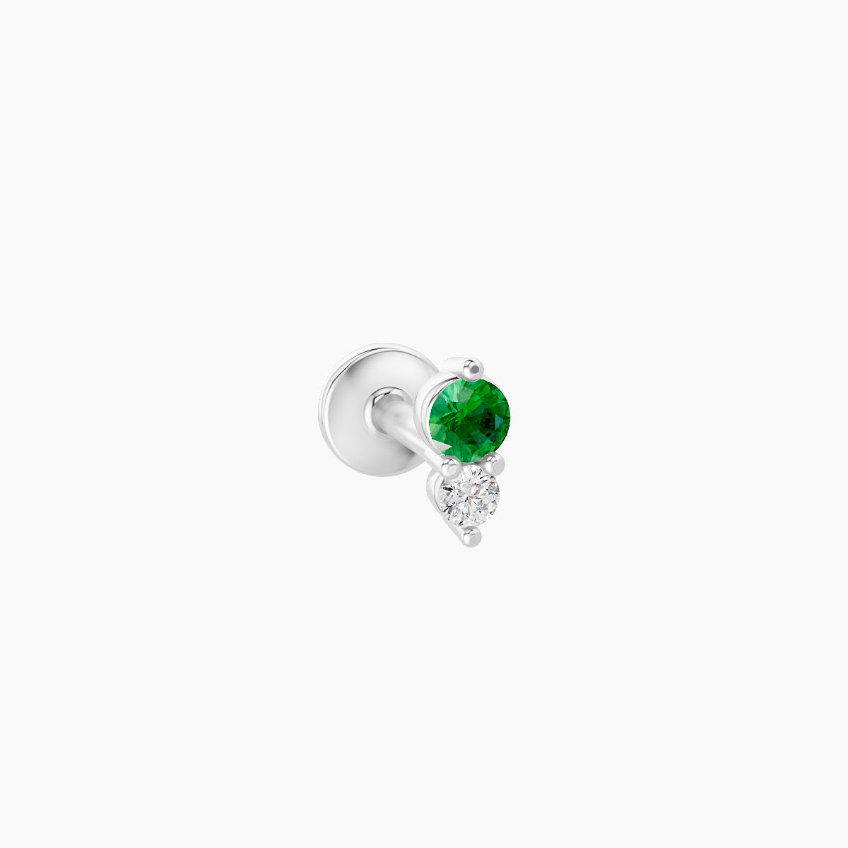 Laetitia | 18k White Gold 5 mm 4.5 mm Emerald & Diamond Nose Piercing