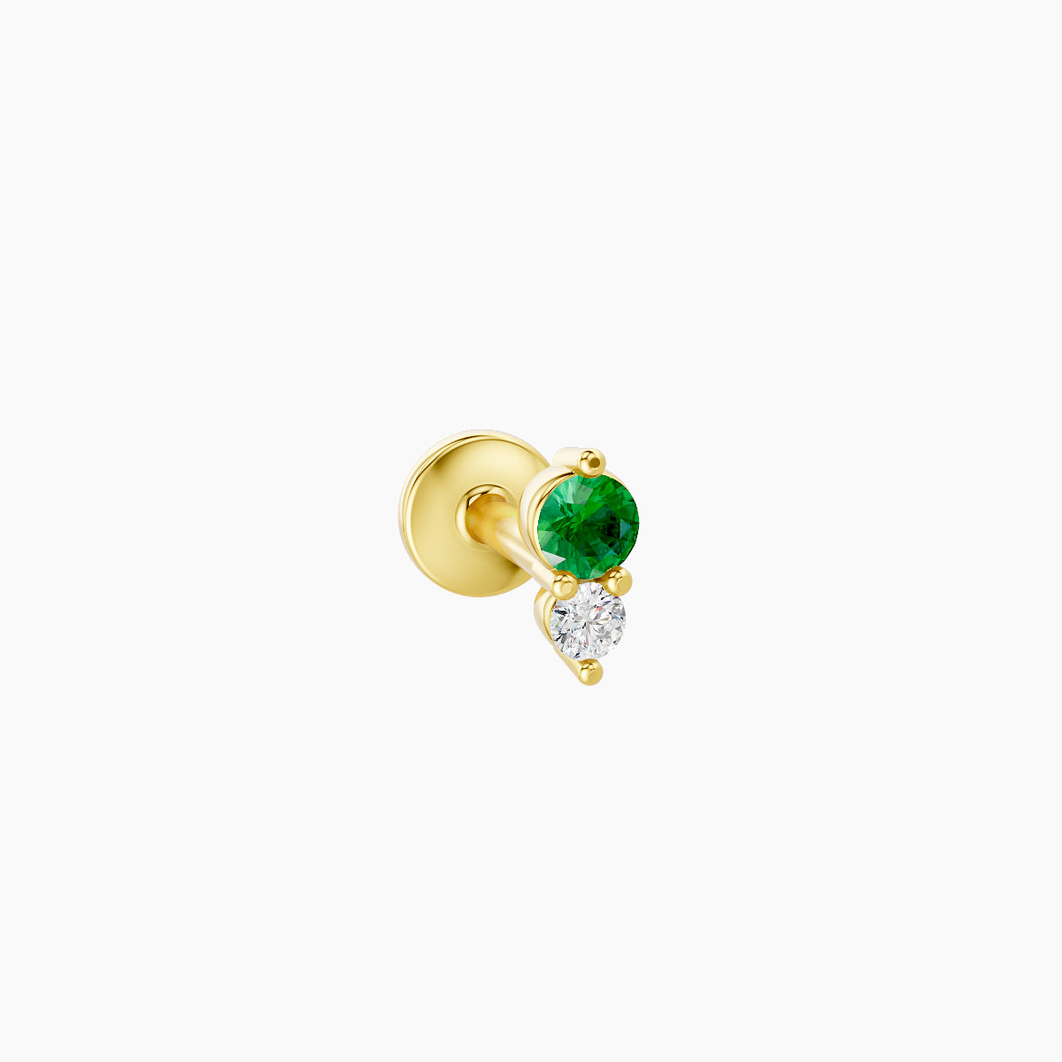 Laetitia | 18k Yellow Gold 5 mm 4.5 mm Emerald & Diamond Nose Piercing