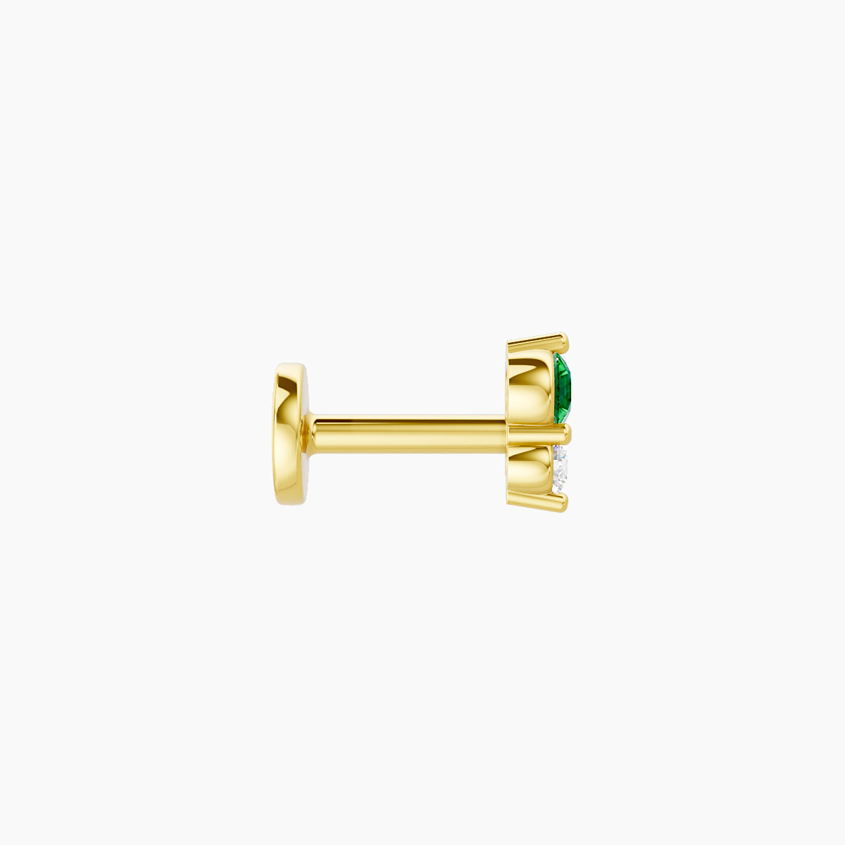 Laetitia | 18k Yellow Gold 5 mm 4.5 mm Emerald & Diamond Nose Piercing