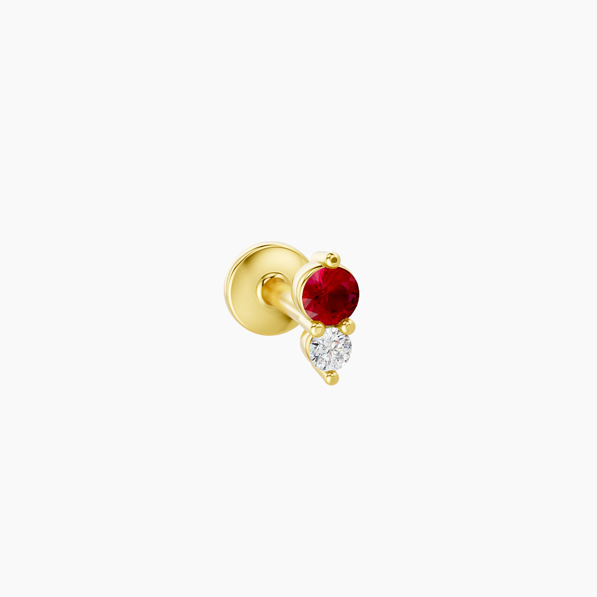 Laetitia | 18k Yellow Gold 5 mm 4.5 mm Ruby & Diamond Nose Piercing