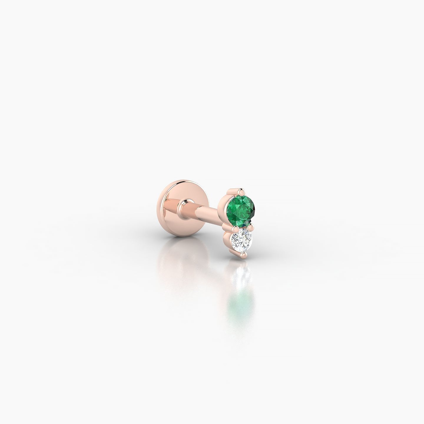 Laetitia | 18k Rose Gold 5 mm 5 mm Emerald & Diamond Nostril Piercing