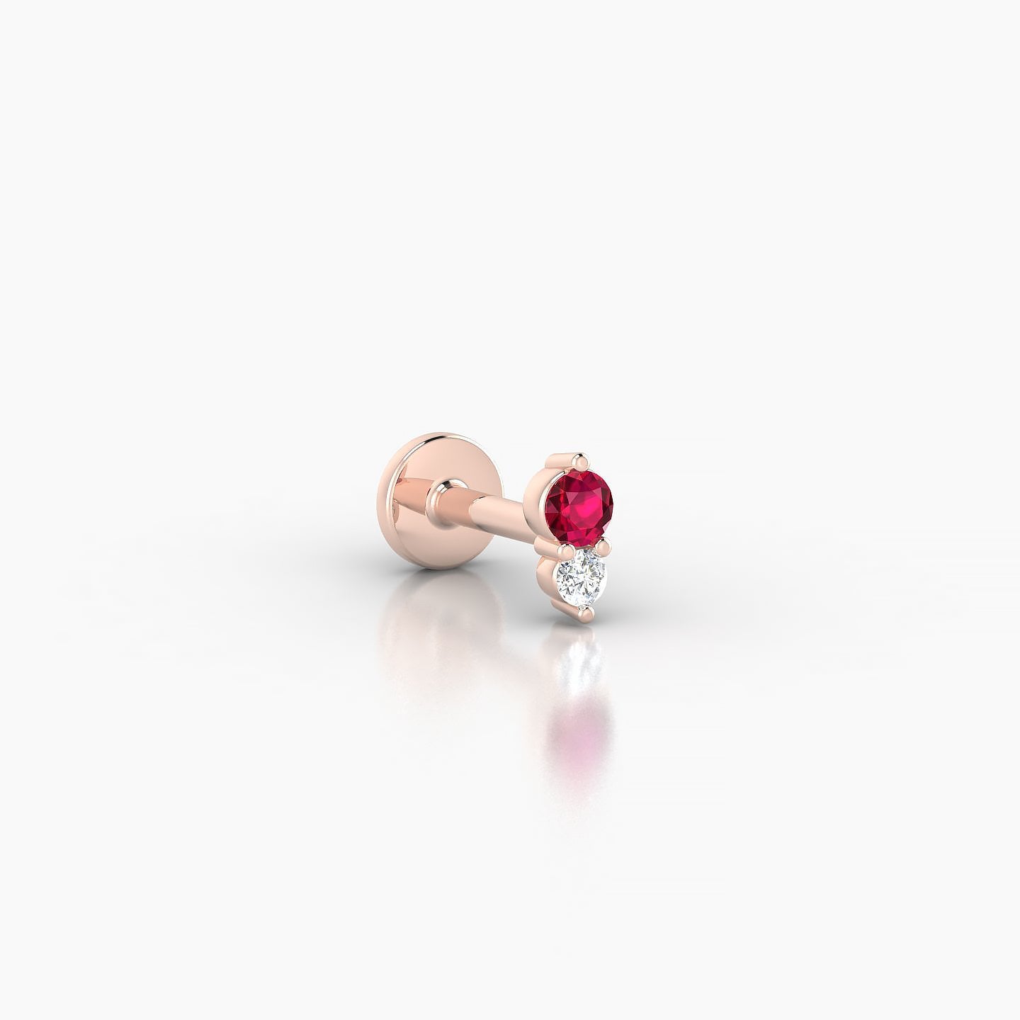 Laetitia | 18k Rose Gold 5 mm 5 mm Ruby & Diamond Nostril Piercing