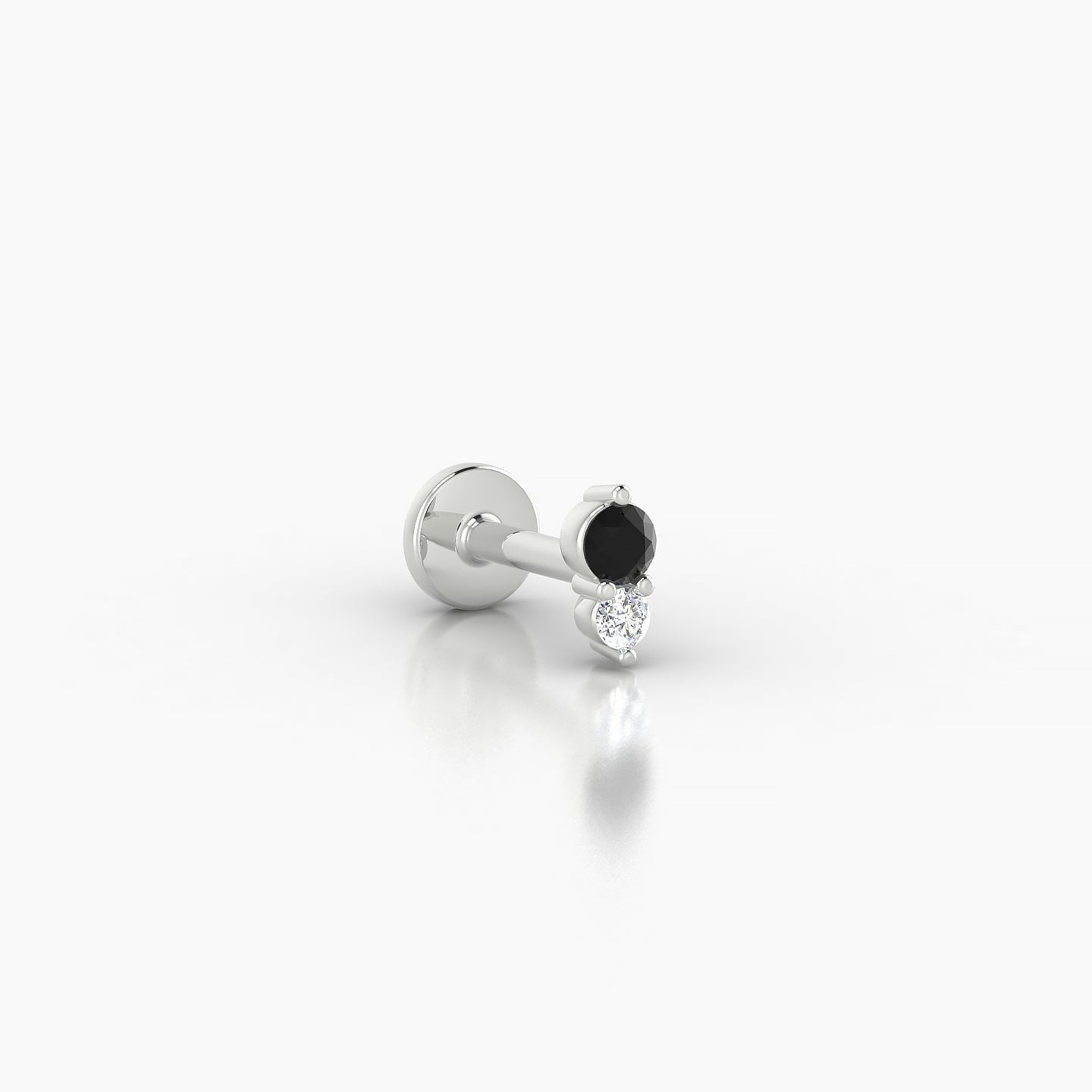 Laetitia | 18k White Gold 5 mm 5 mm Black Diamond & Diamond Nostril Piercing