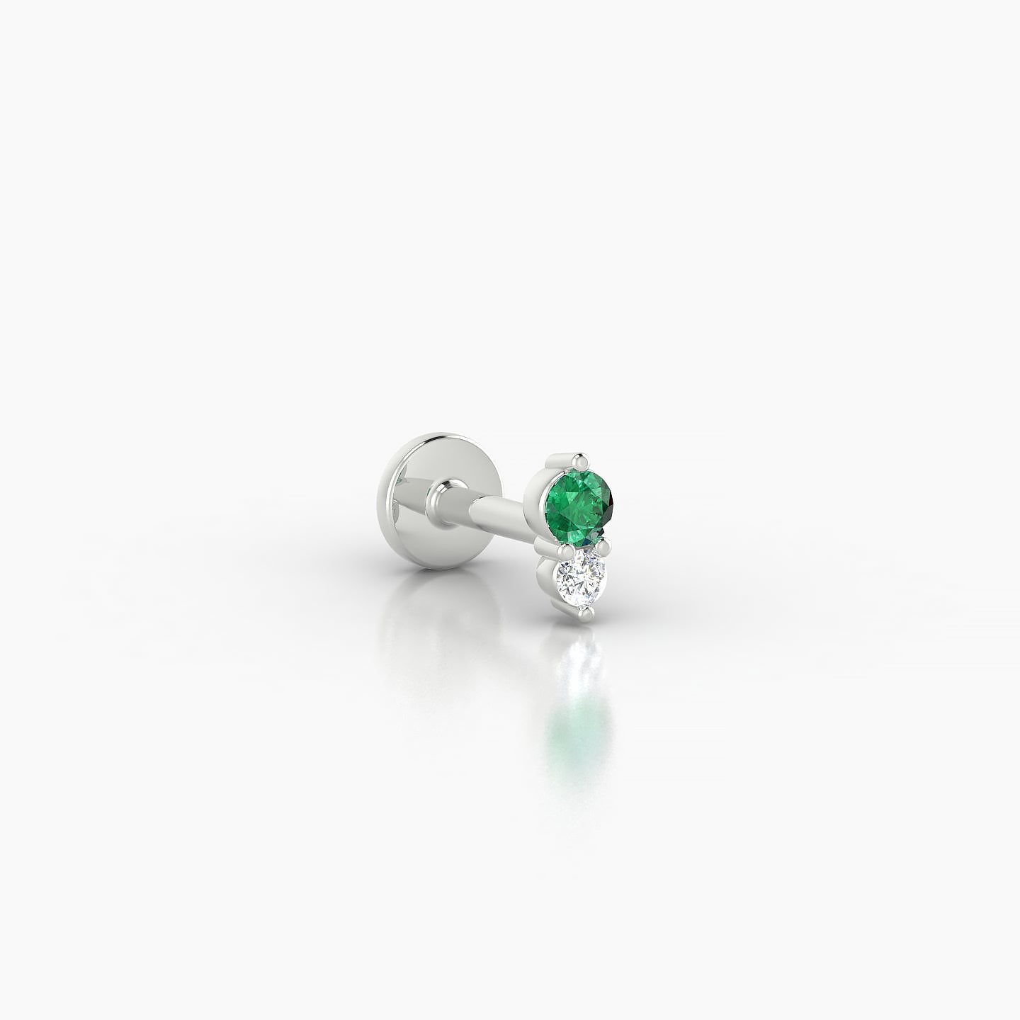 Laetitia | 18k White Gold 5 mm 5 mm Emerald & Diamond Nostril Piercing