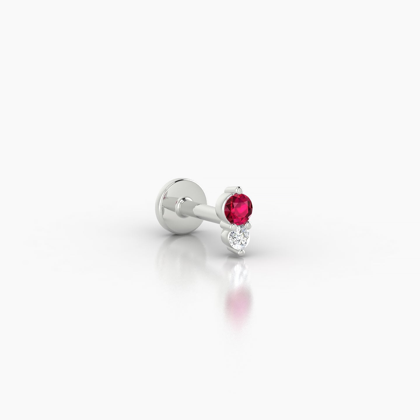 Laetitia | 18k White Gold 5 mm 5 mm Ruby & Diamond Nostril Piercing