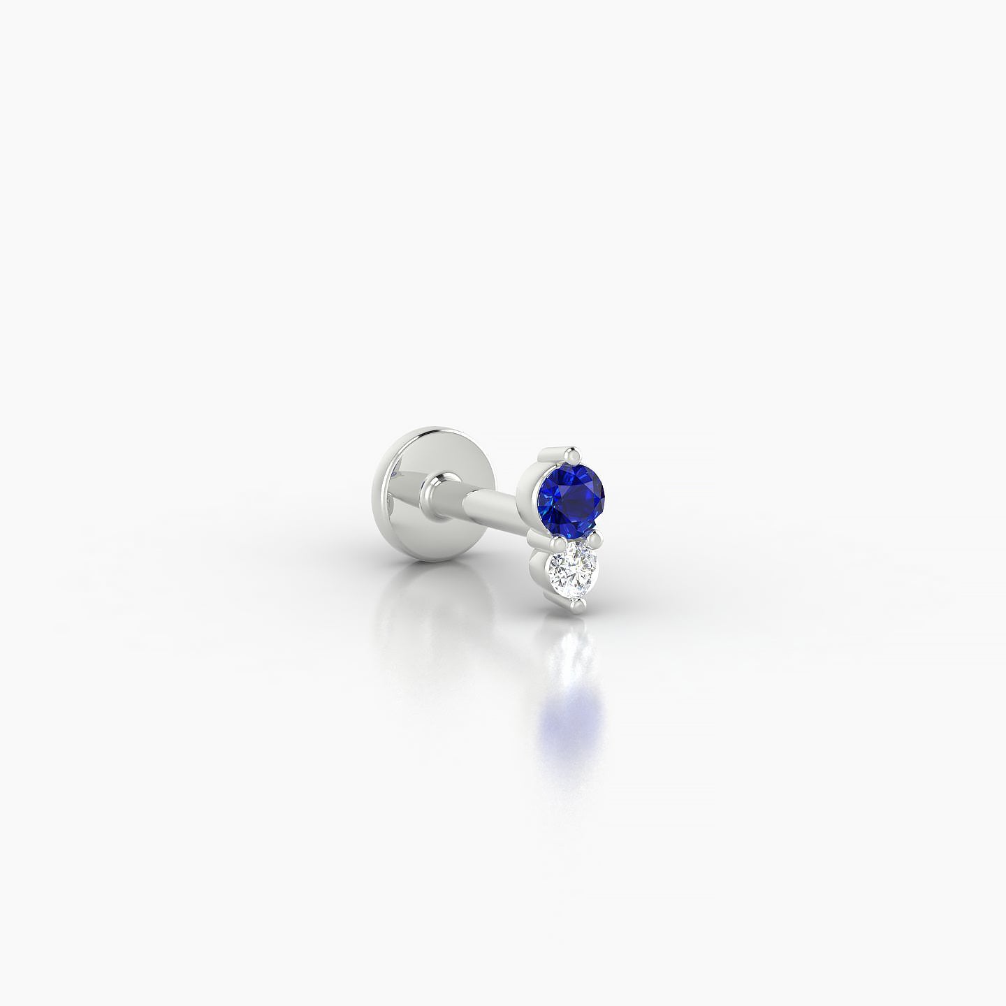 Laetitia | 18k White Gold 5 mm 5 mm Sapphire & Diamond Nostril Piercing