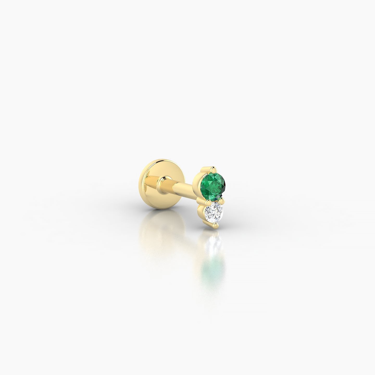 Laetitia | 18k Yellow Gold 5 mm 5 mm Emerald & Diamond Nostril Piercing