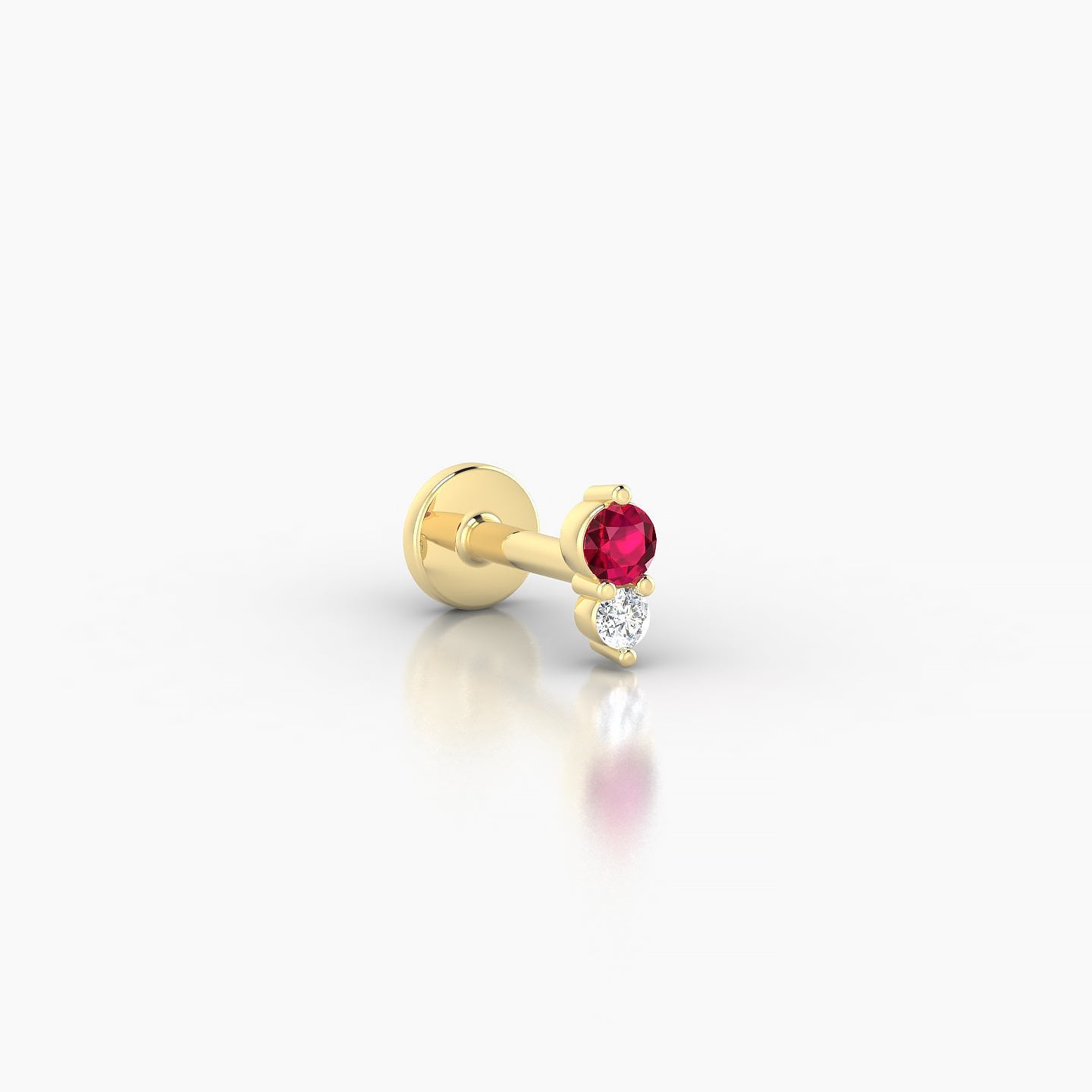 Laetitia | 18k Yellow Gold 5 mm 5 mm Ruby & Diamond Nostril Piercing