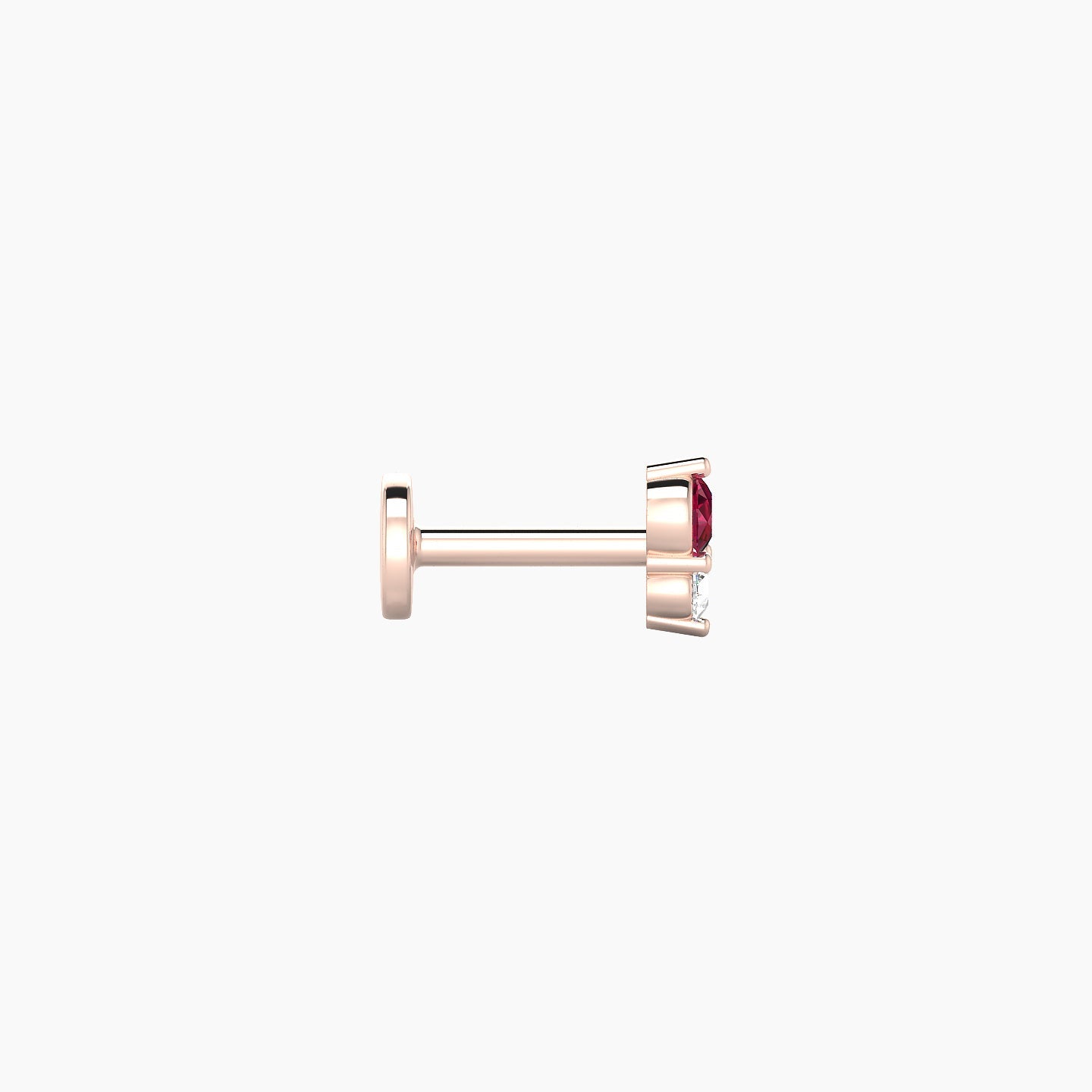 Laetitia | 18k Rose Gold 5 mm 5 mm Ruby & Diamond Nostril Piercing