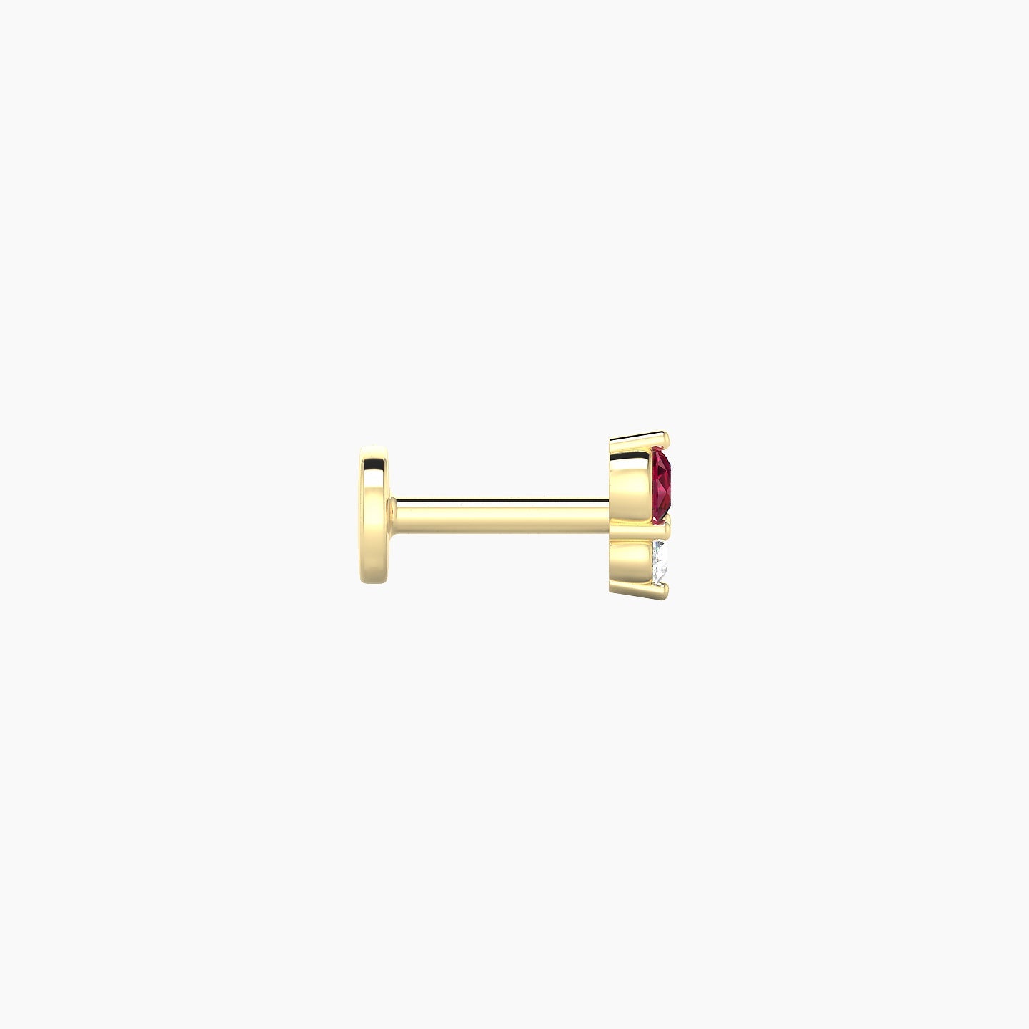 Laetitia | 18k Yellow Gold 5 mm 5 mm Ruby & Diamond Piercing