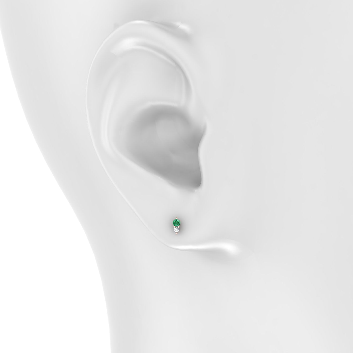 Laetitia | 18k Rose Gold 5 mm 5 mm Emerald & Diamond Piercing