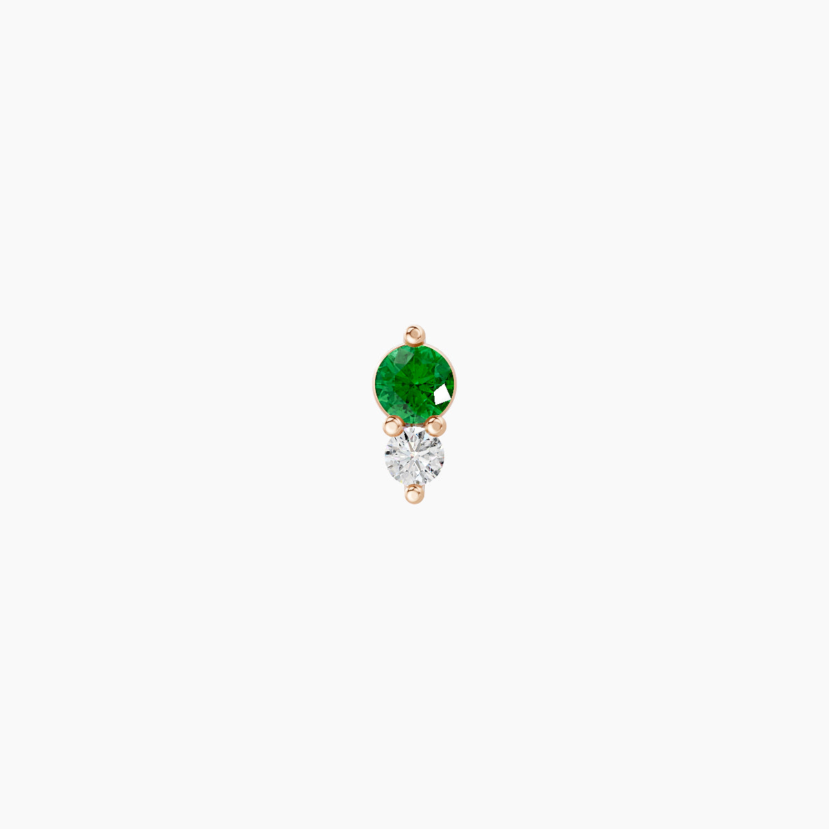 Laetitia | 18k Rose Gold 6.5 mm 4.5 mm Emerald & Diamond Nose Piercing