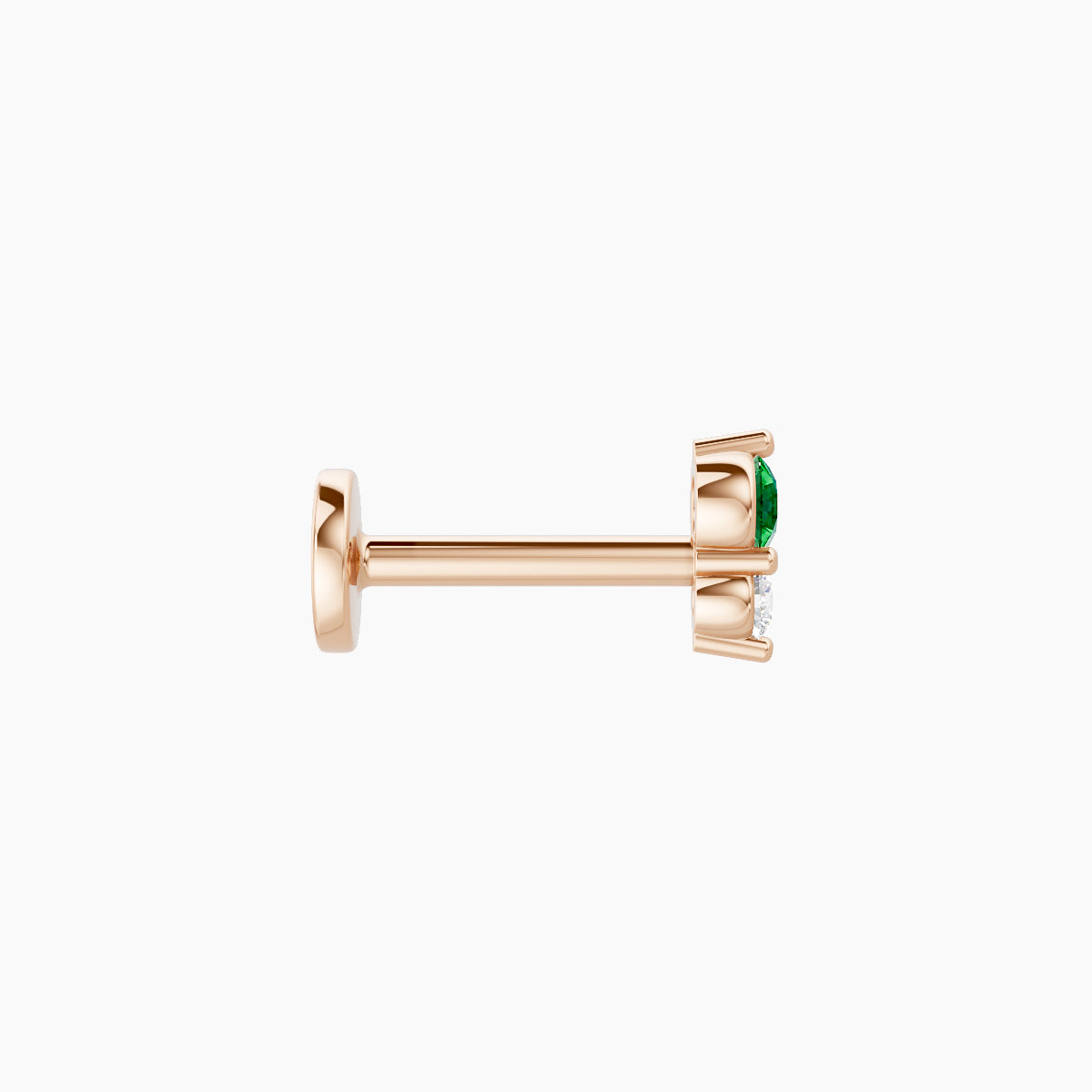 Laetitia | 18k Rose Gold 6.5 mm 4.5 mm Emerald & Diamond Nose Piercing