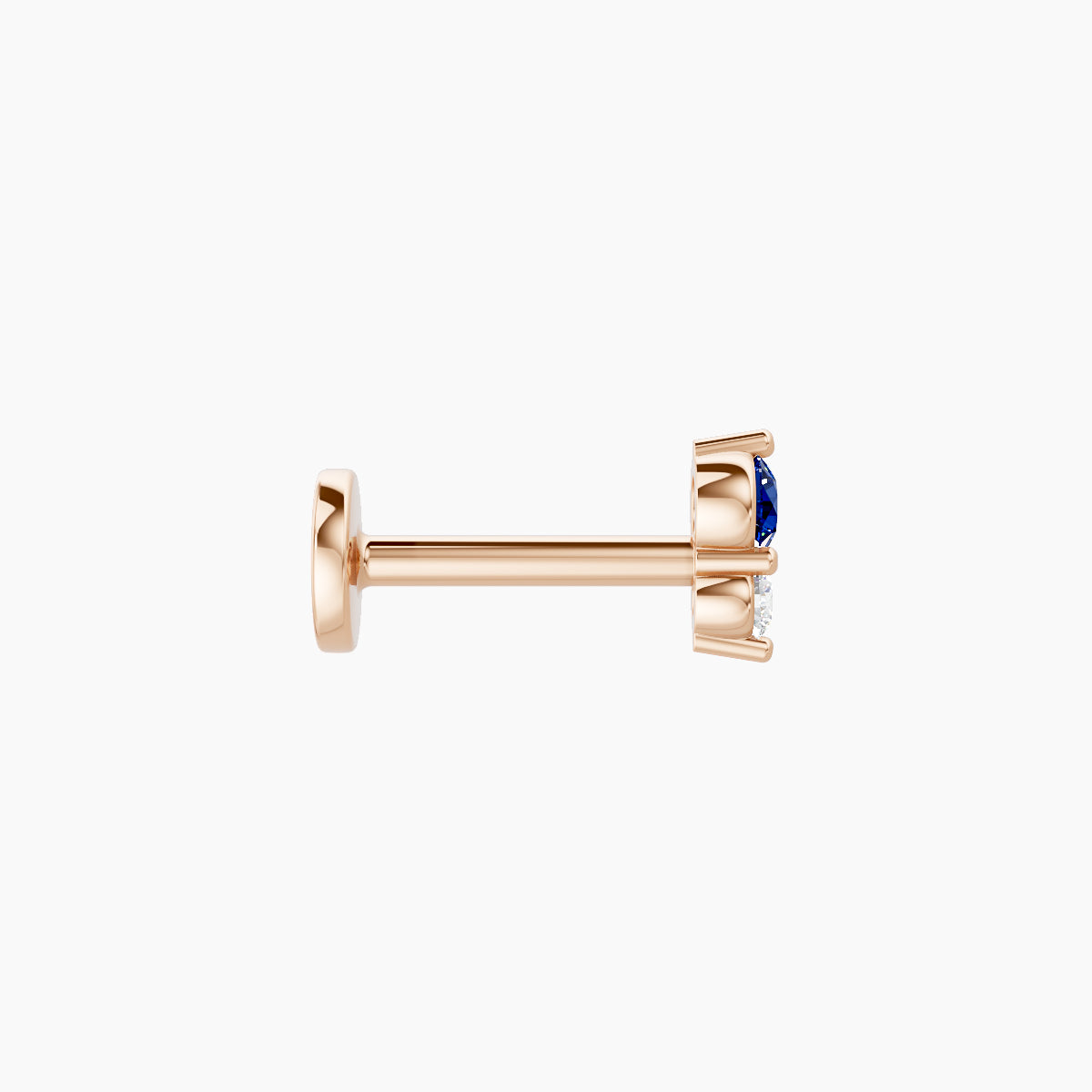 Laetitia | 18k Rose Gold 6.5 mm 4.5 mm Sapphire & Diamond Nose Piercing