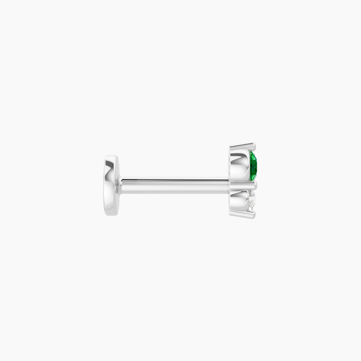 Laetitia | 18k White Gold 6.5 mm 4.5 mm Emerald & Diamond Nose Piercing