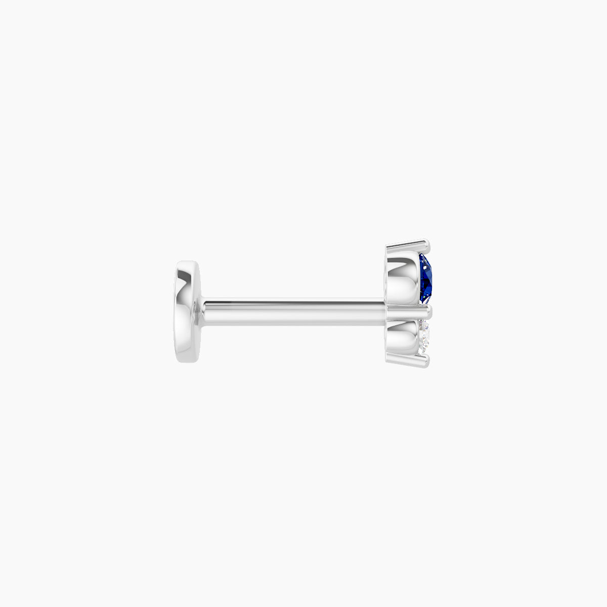 Laetitia | 18k White Gold 6.5 mm 4.5 mm Sapphire & Diamond Nose Piercing