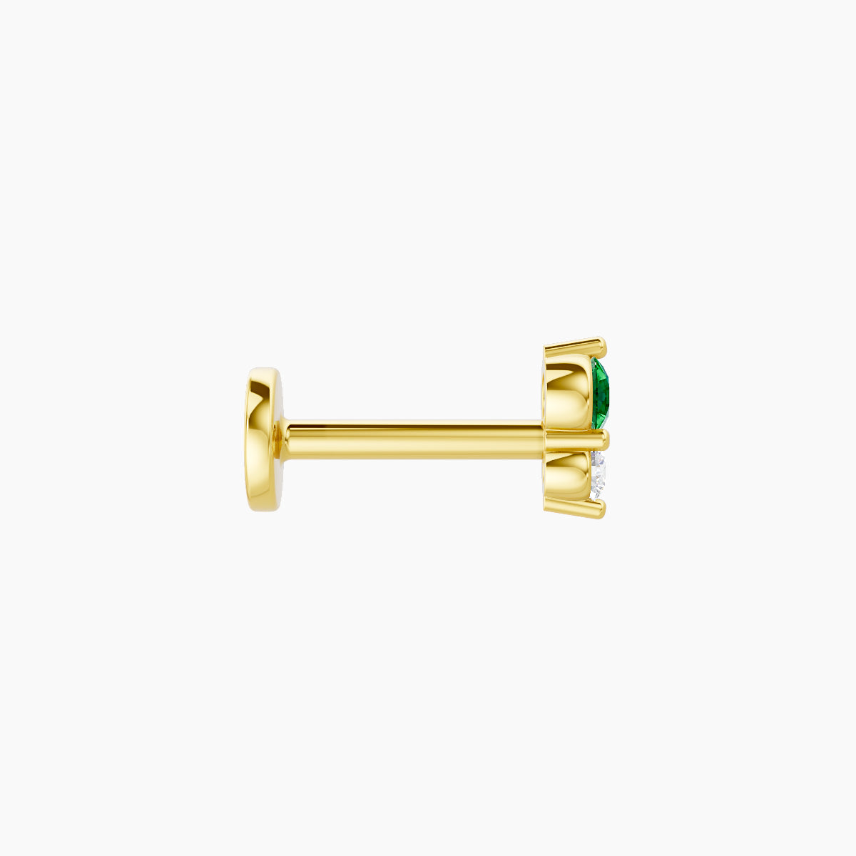 Laetitia | 18k Yellow Gold 6.5 mm 4.5 mm Emerald & Diamond Nose Piercing