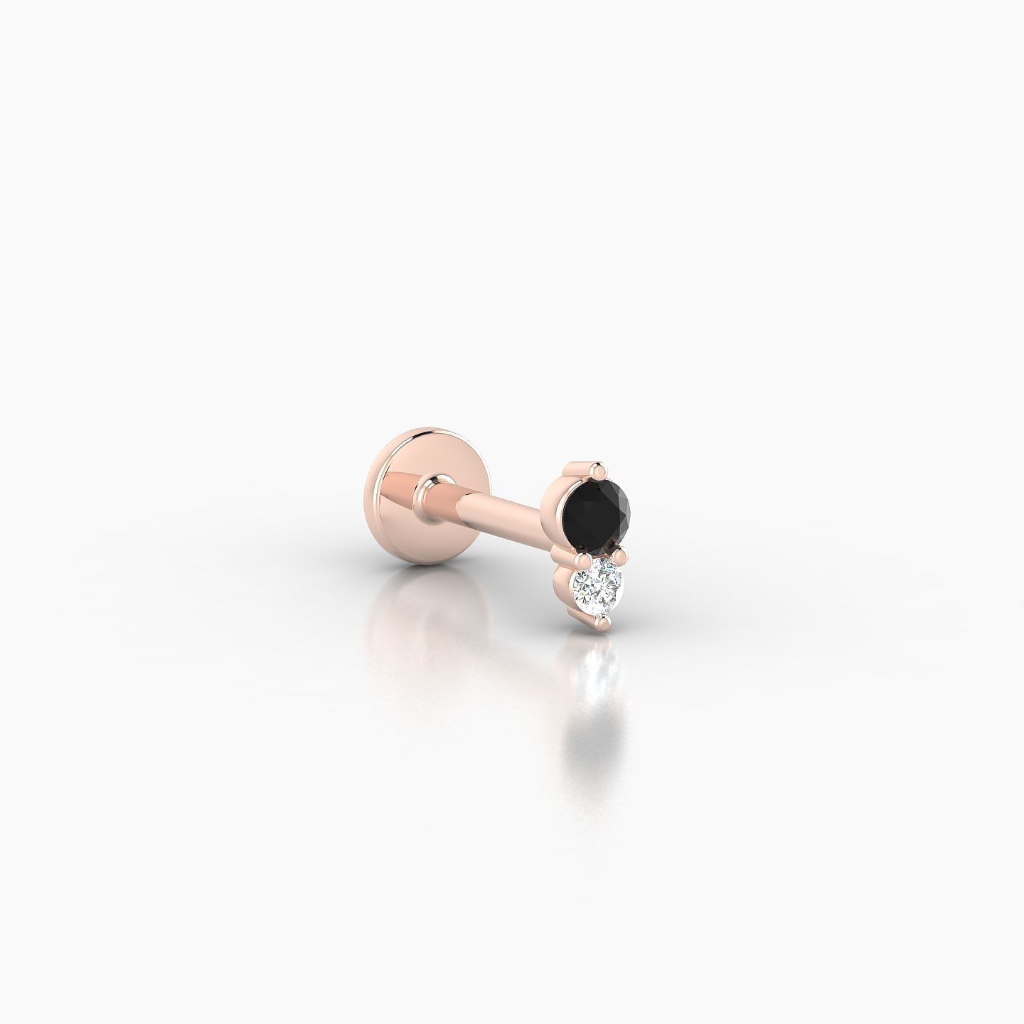 Laetitia | 18k Rose Gold 6.5 mm 5 mm Black Diamond & Diamond Nostril Piercing