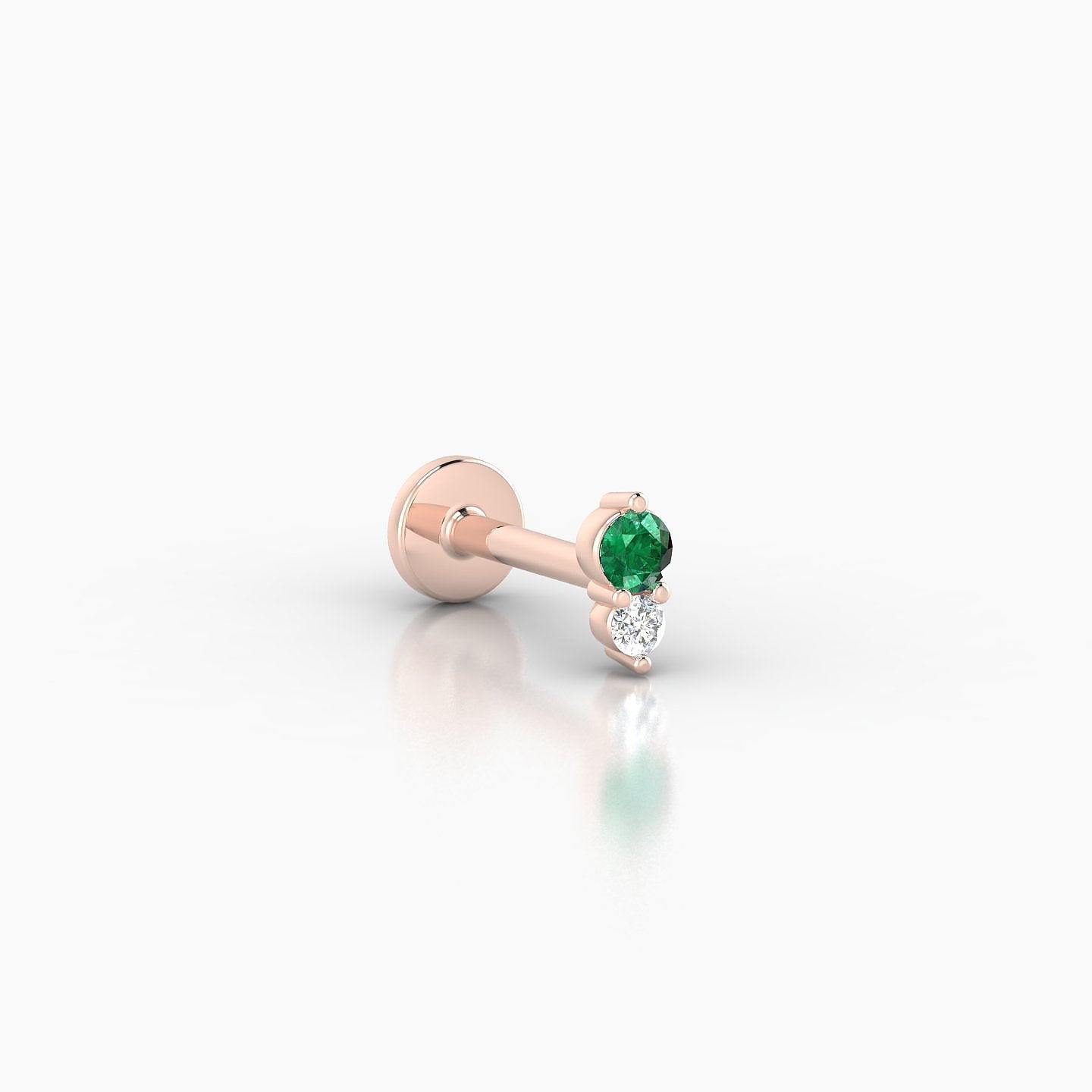 Laetitia | 18k Rose Gold 6.5 mm 5 mm Emerald & Diamond Nostril Piercing