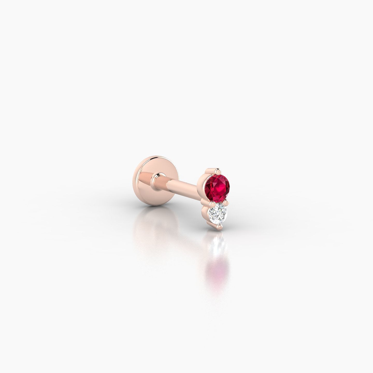 Laetitia | 18k Rose Gold 6.5 mm 5 mm Ruby & Diamond Nostril Piercing