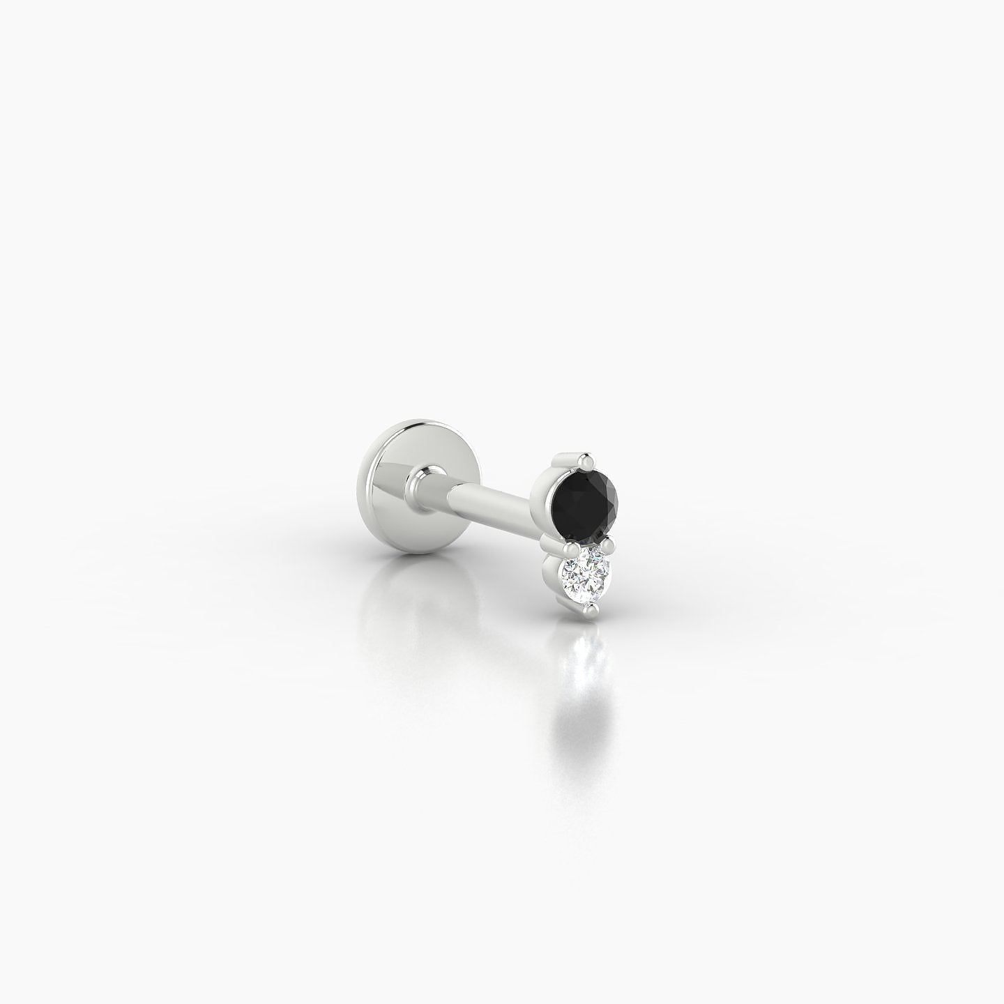 Laetitia | 18k White Gold 6.5 mm 5 mm Black Diamond & Diamond Nostril Piercing