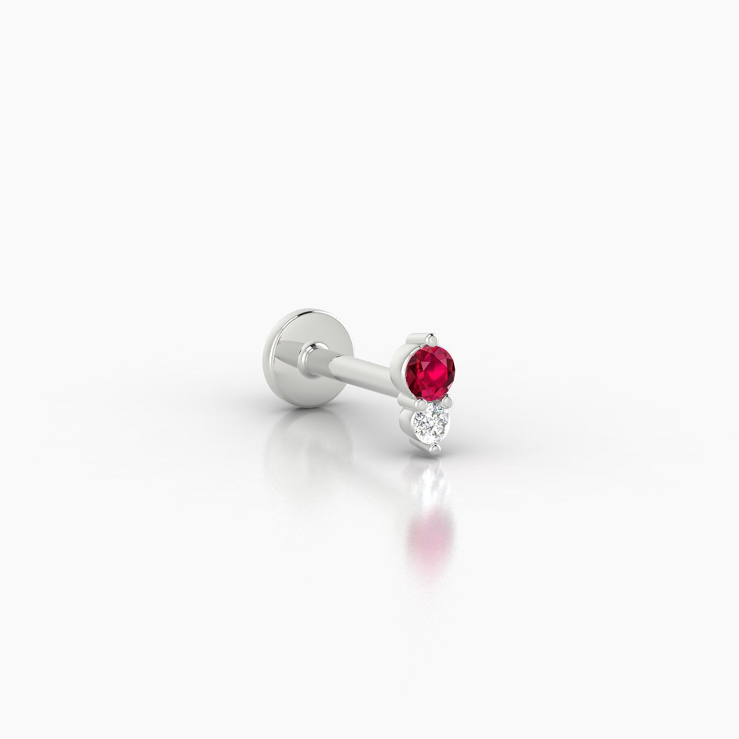 Laetitia | 18k White Gold 6.5 mm 5 mm Ruby & Diamond Nostril Piercing