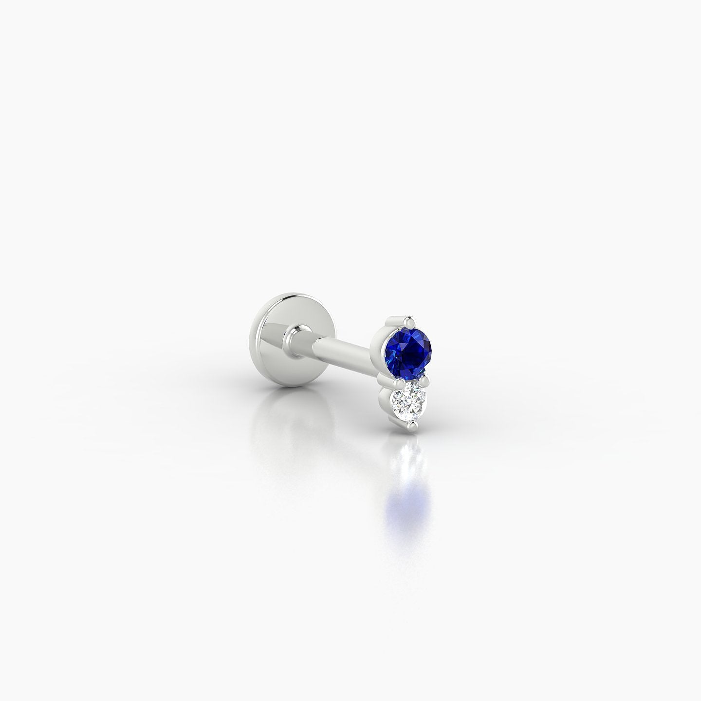 Laetitia | 18k White Gold 6.5 mm 5 mm Sapphire & Diamond Nostril Piercing