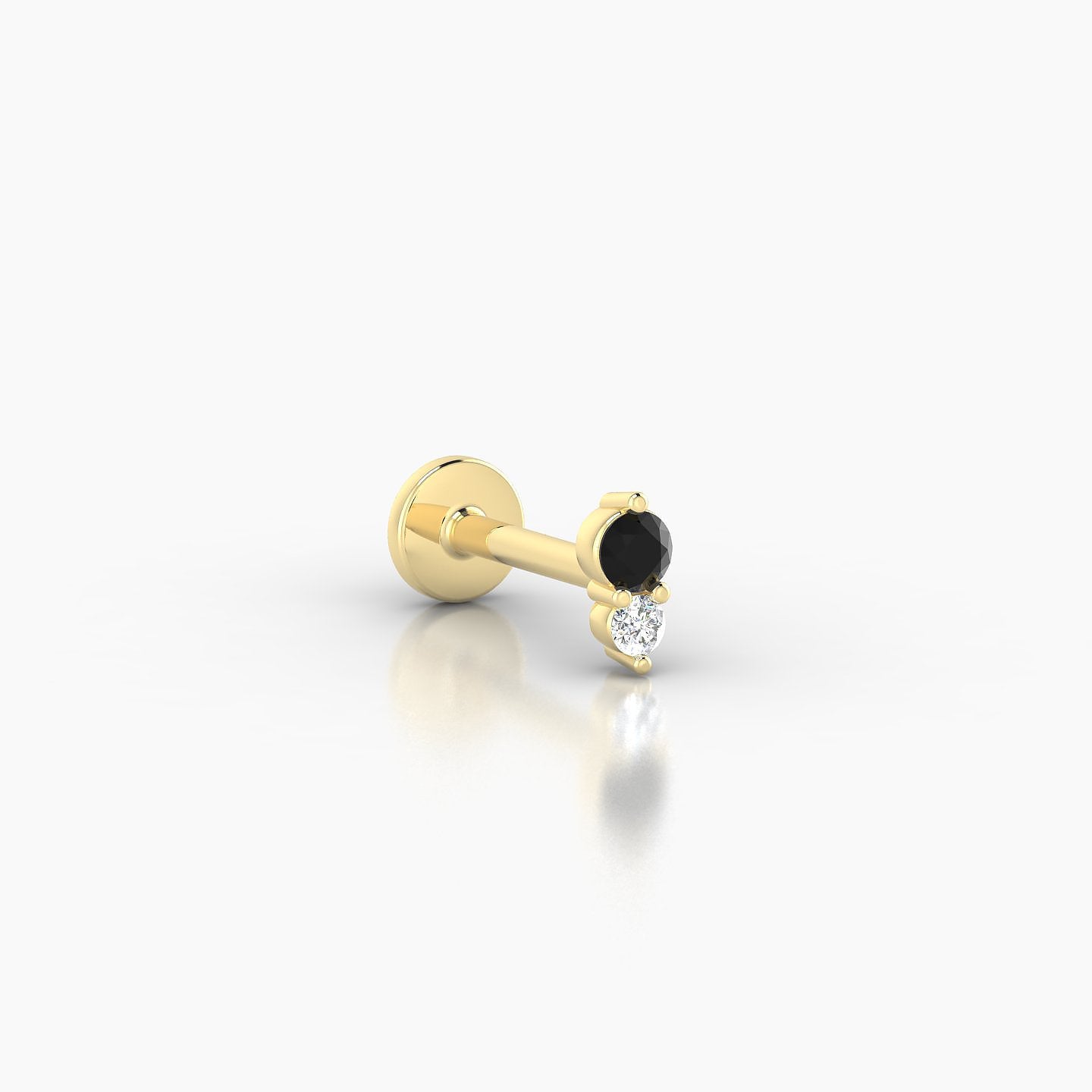 Laetitia | 18k Yellow Gold 6.5 mm 5 mm Black Diamond & Diamond Nostril Piercing