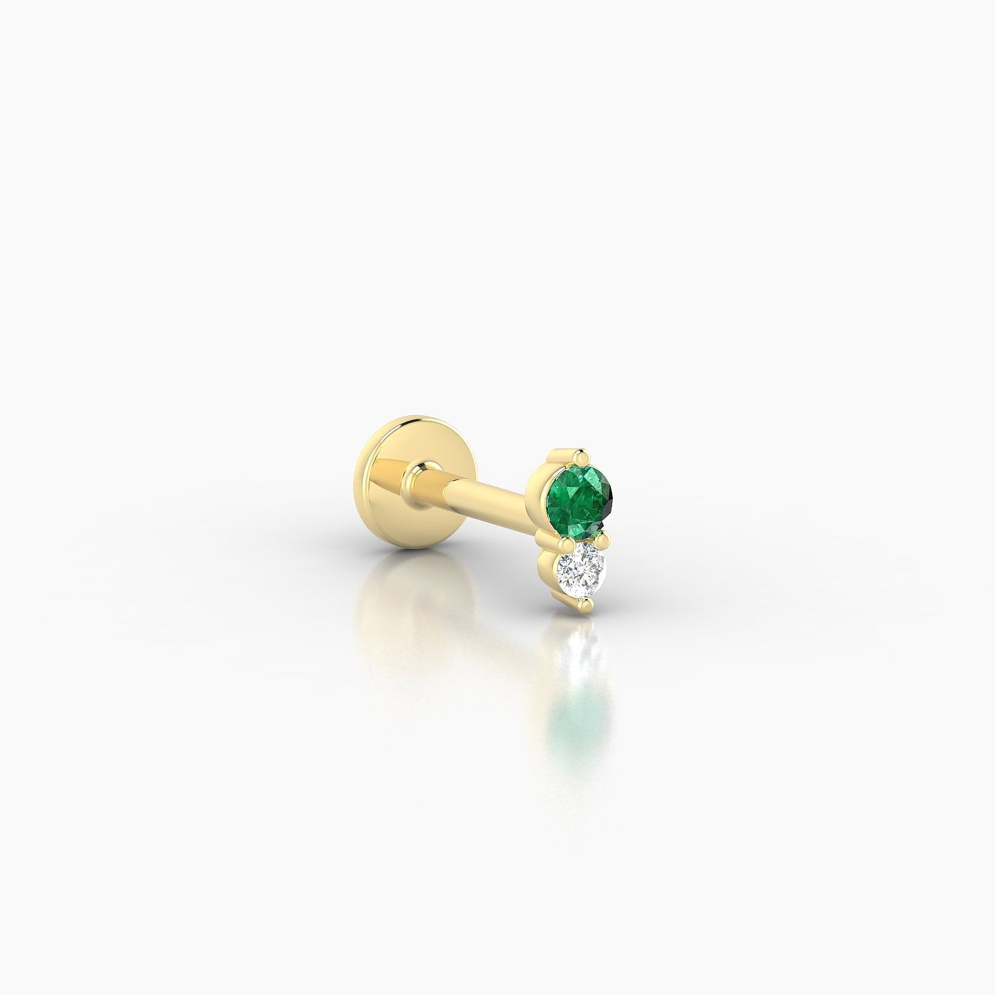 Laetitia | 18k Yellow Gold 6.5 mm 5 mm Emerald & Diamond Nostril Piercing