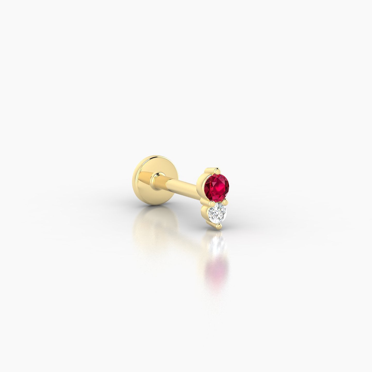 Laetitia | 18k Yellow Gold 6.5 mm 5 mm Ruby & Diamond Nostril Piercing