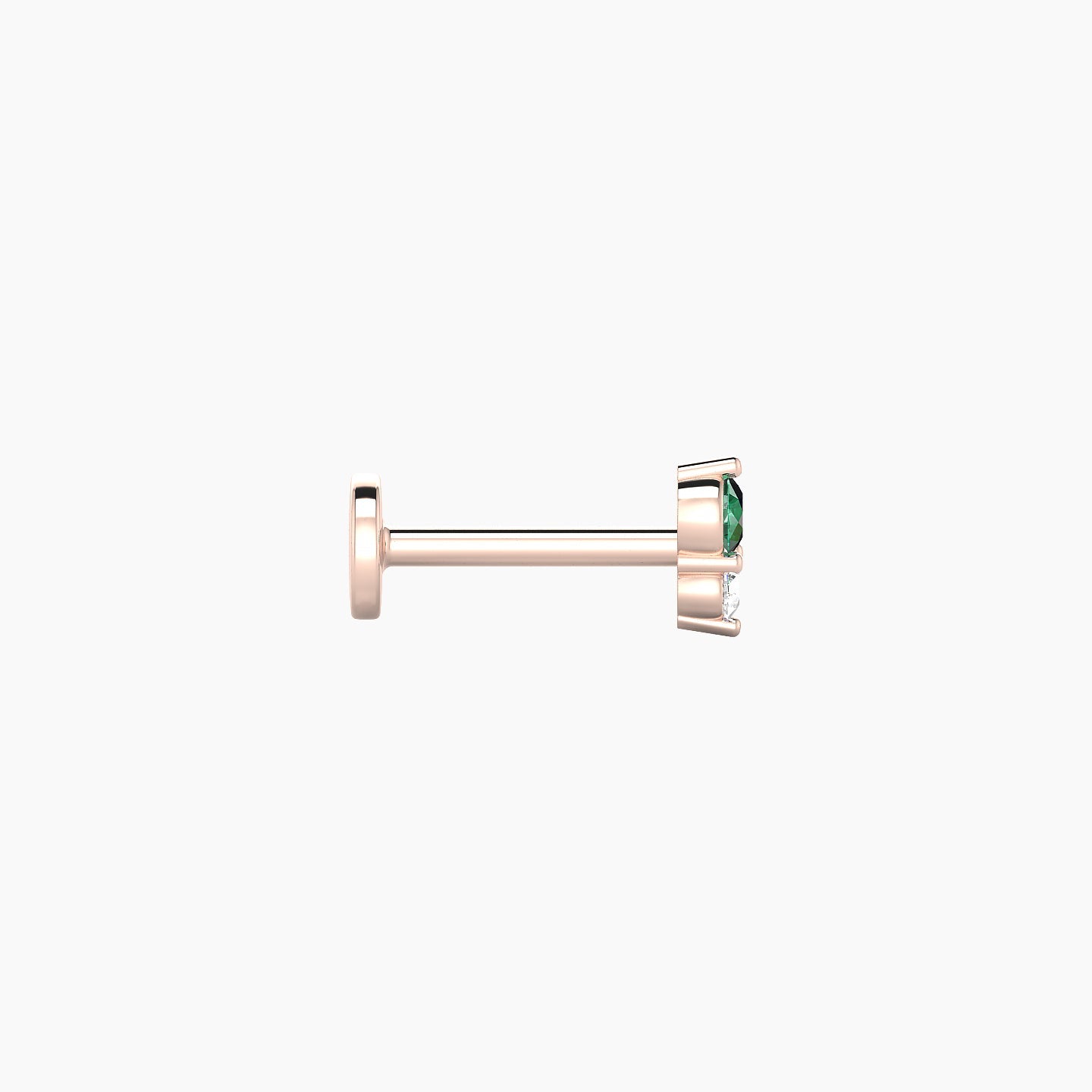 Laetitia | 18k Rose Gold 6.5 mm 5 mm Emerald & Diamond Nostril Piercing