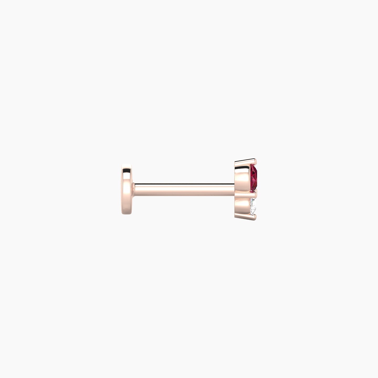 Laetitia | 18k Rose Gold 6.5 mm 5 mm Ruby & Diamond Nostril Piercing