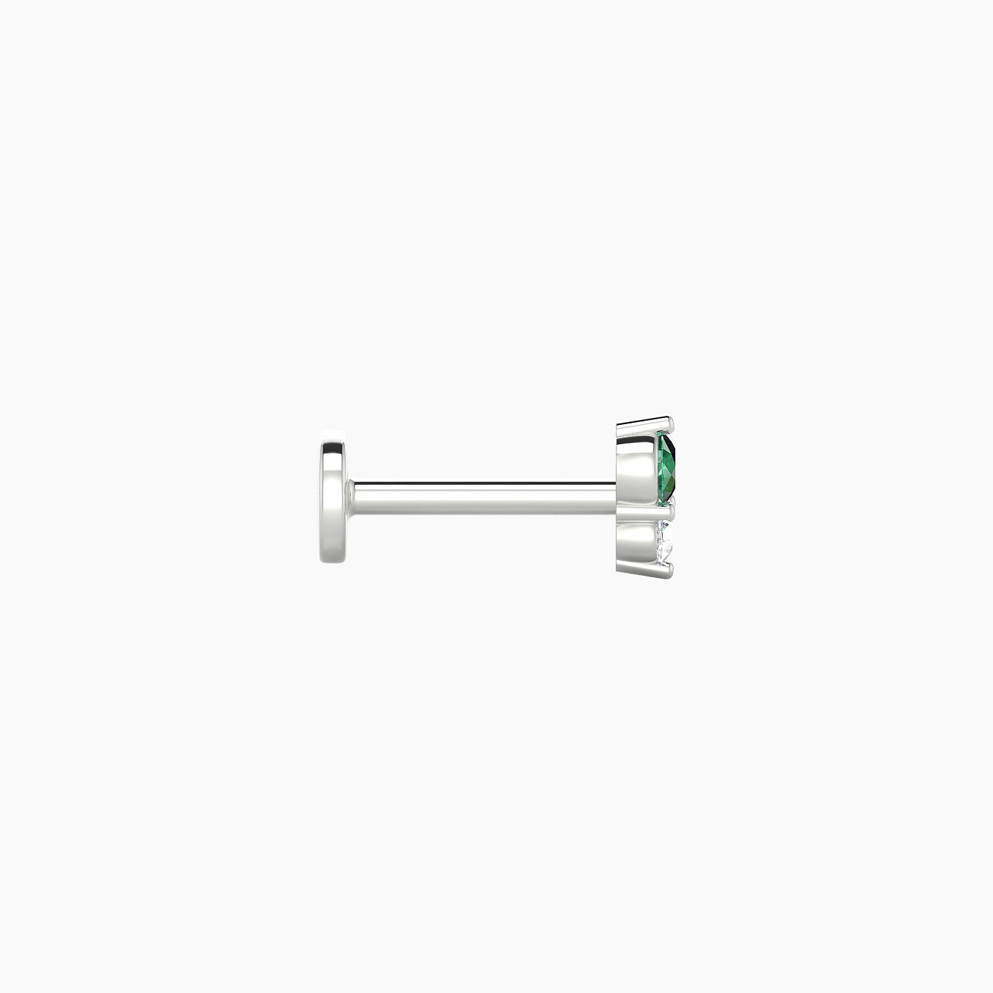 Laetitia | 18k White Gold 6.5 mm 5 mm Emerald & Diamond Nostril Piercing