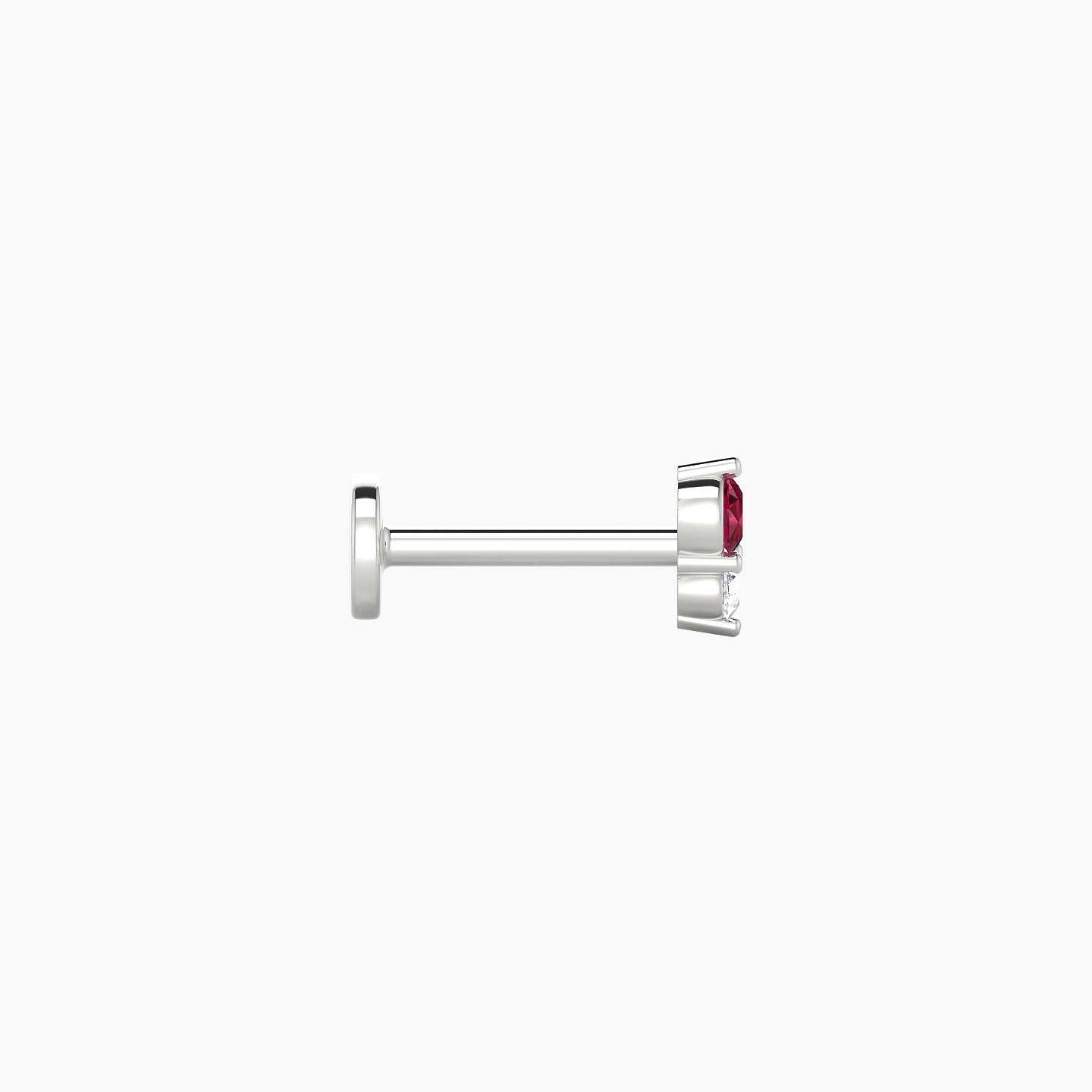 Laetitia | 18k White Gold 6.5 mm 5 mm Ruby & Diamond Nostril Piercing