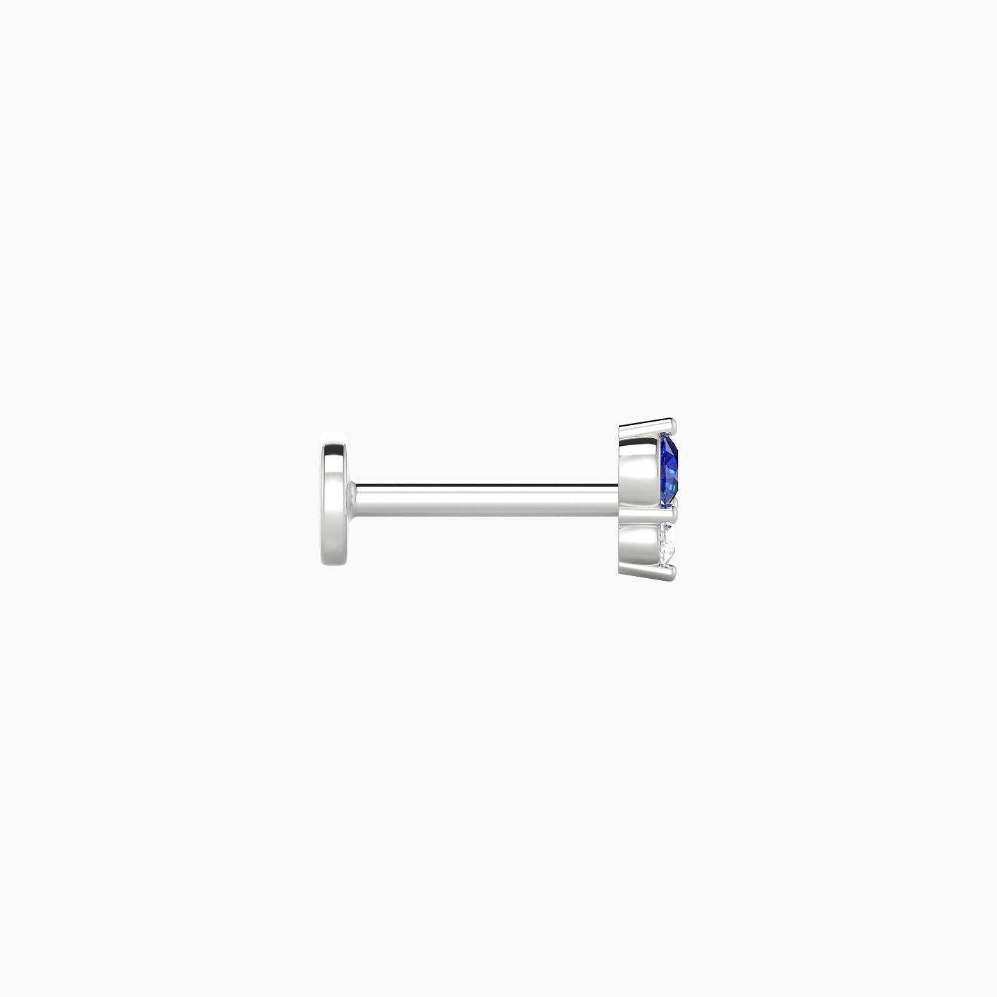 Laetitia | 18k White Gold 6.5 mm 5 mm Sapphire & Diamond Nostril Piercing