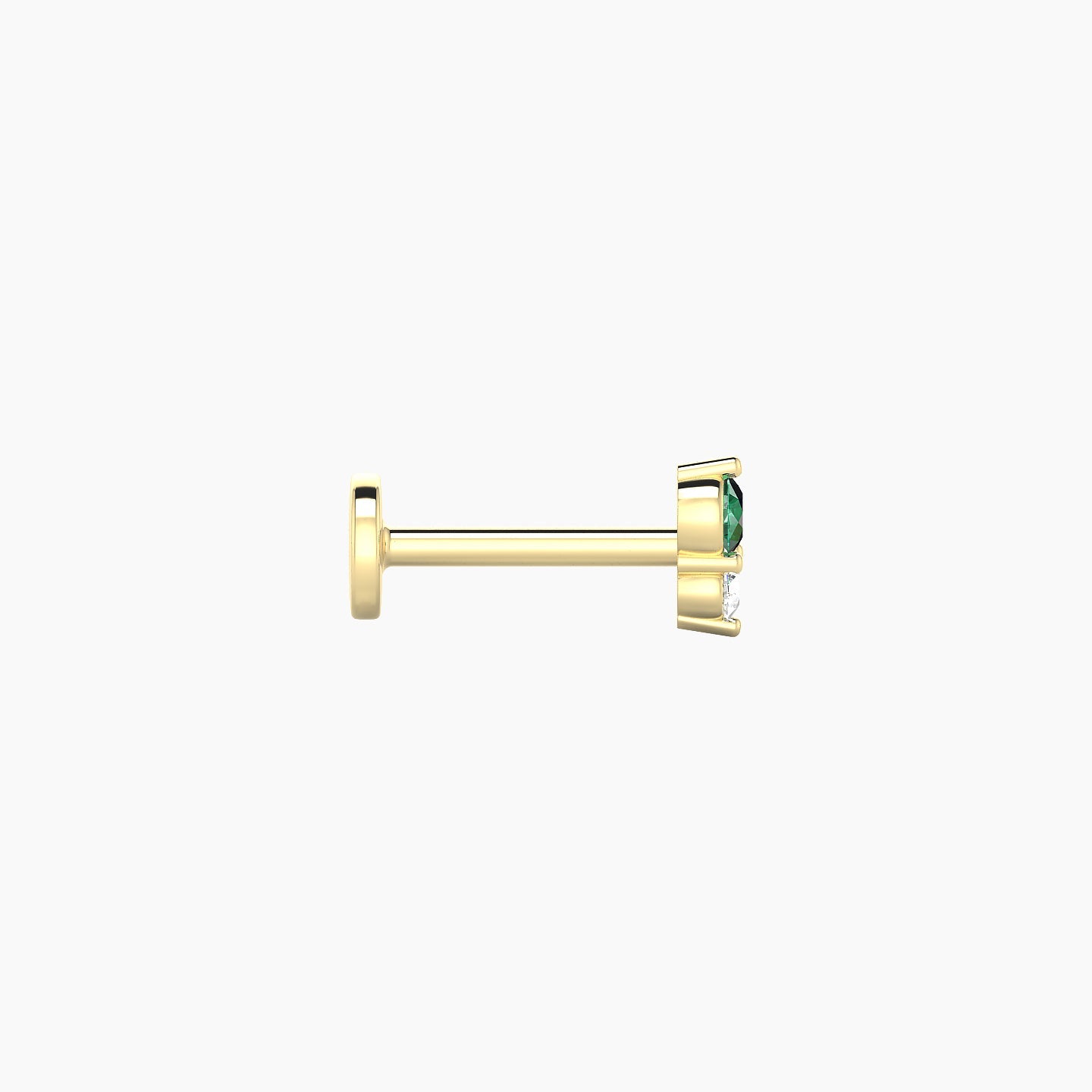 Laetitia | 18k Yellow Gold 6.5 mm 5 mm Emerald & Diamond Nostril Piercing