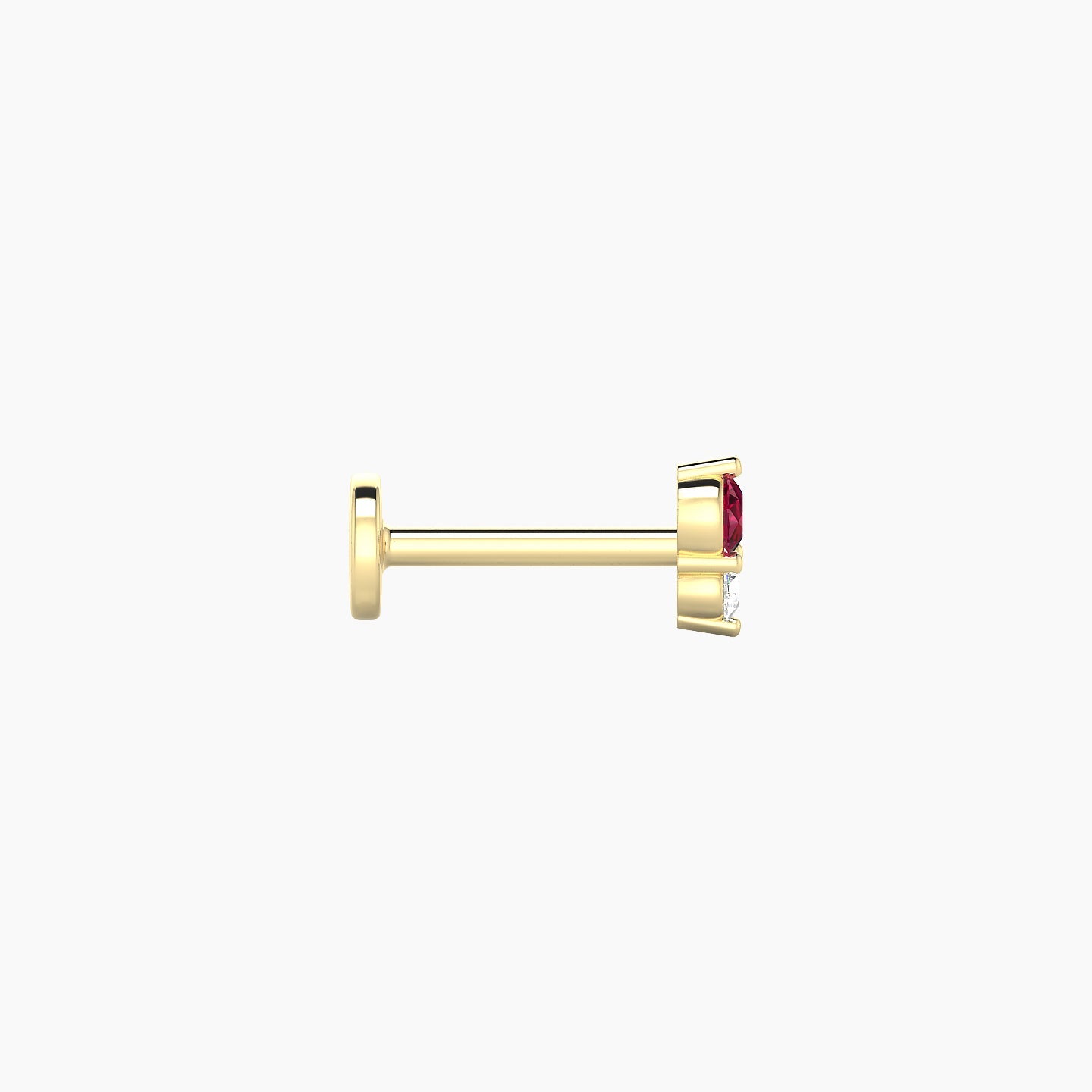 Laetitia | 18k Yellow Gold 6.5 mm 5 mm Ruby & Diamond Nostril Piercing