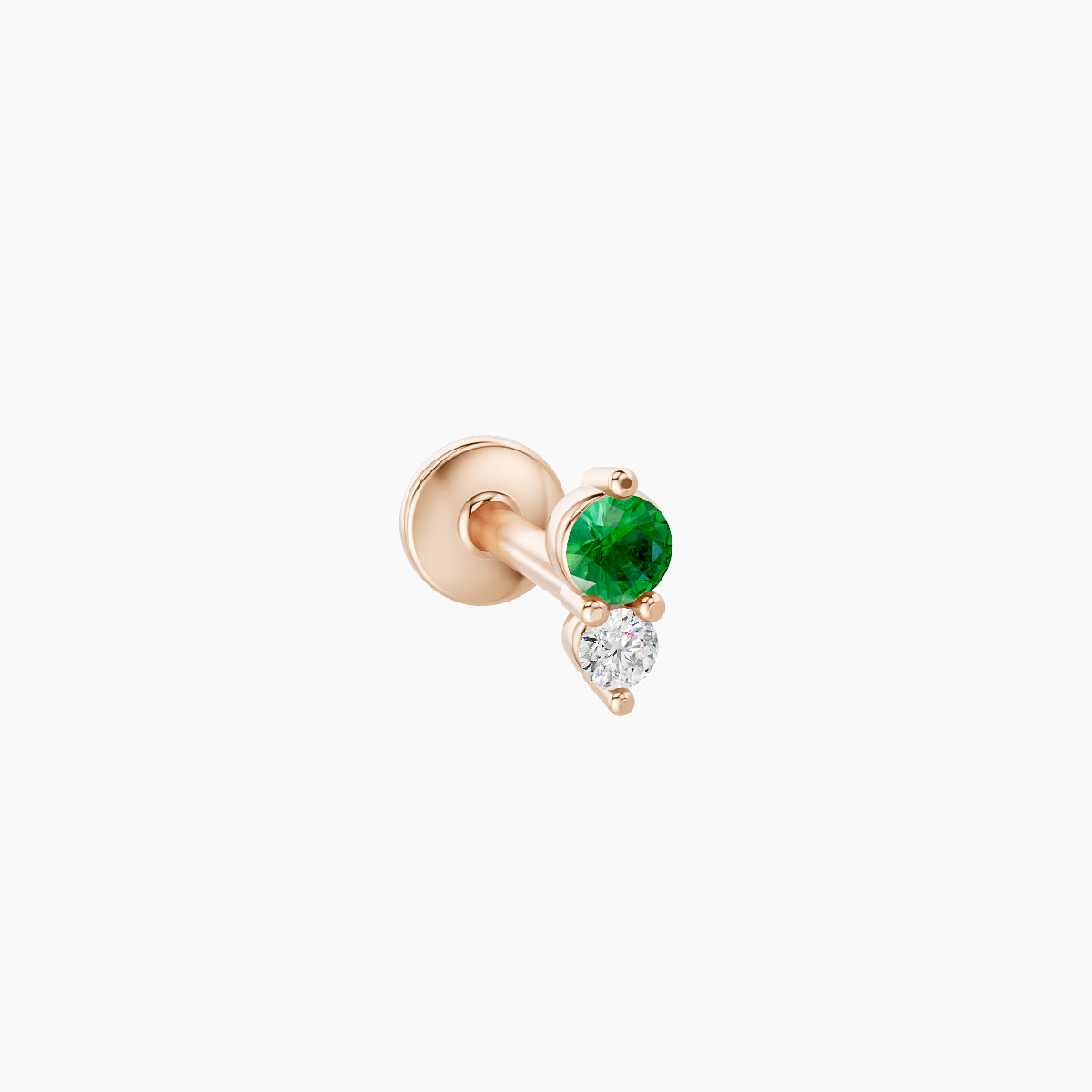 Laetitia | 18k Rose Gold 6.5 mm 4.5 mm Emerald & Diamond Piercing
