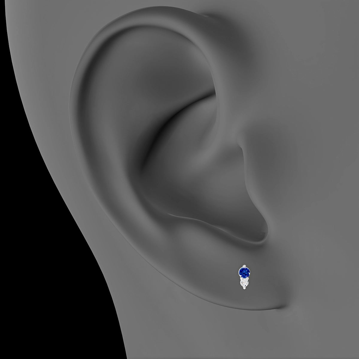 Laetitia | 18k White Gold 6.5 mm 4.5 mm Sapphire & Diamond Piercing