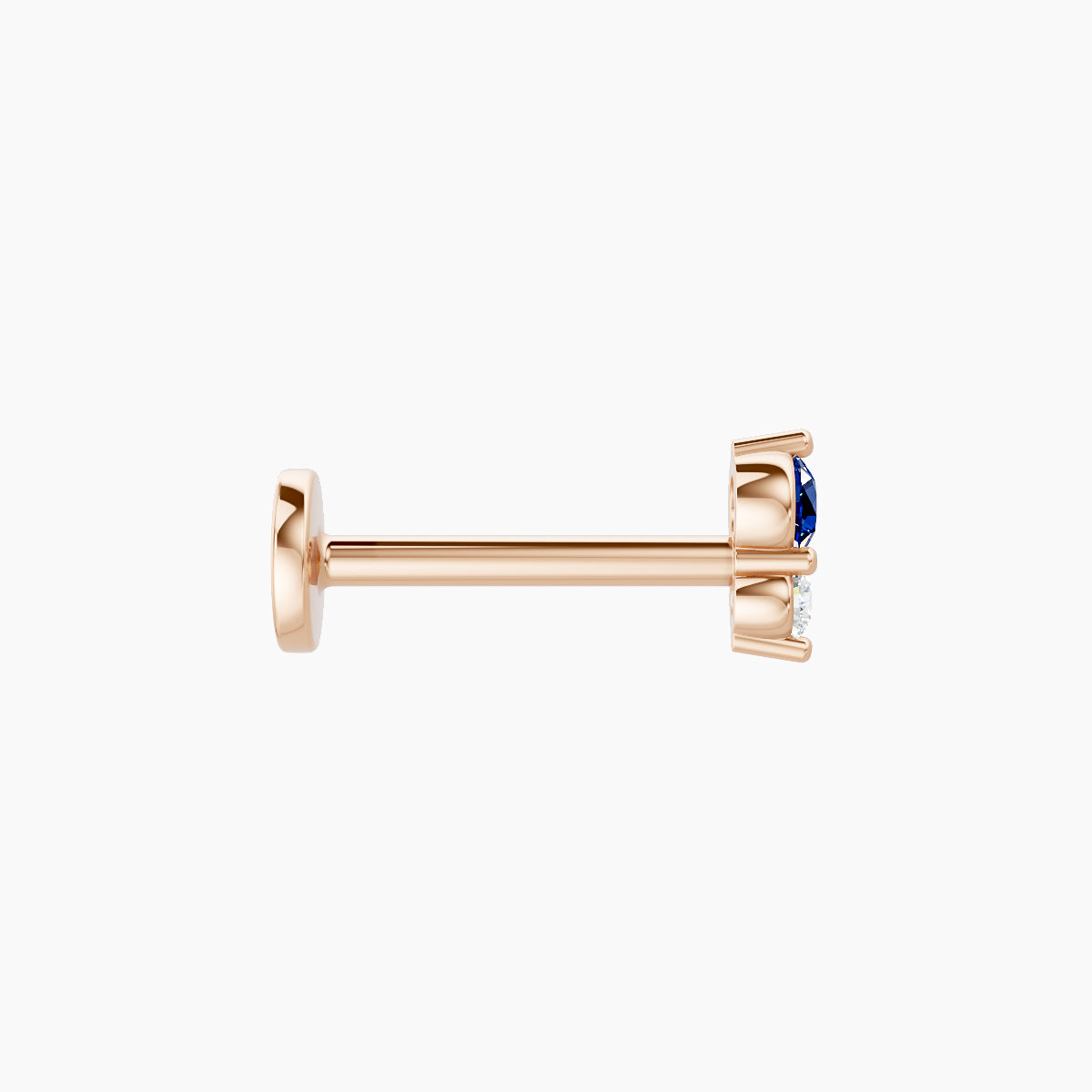 Laetitia | 18k Rose Gold 8 mm 4.5 mm Sapphire & Diamond Nose Piercing