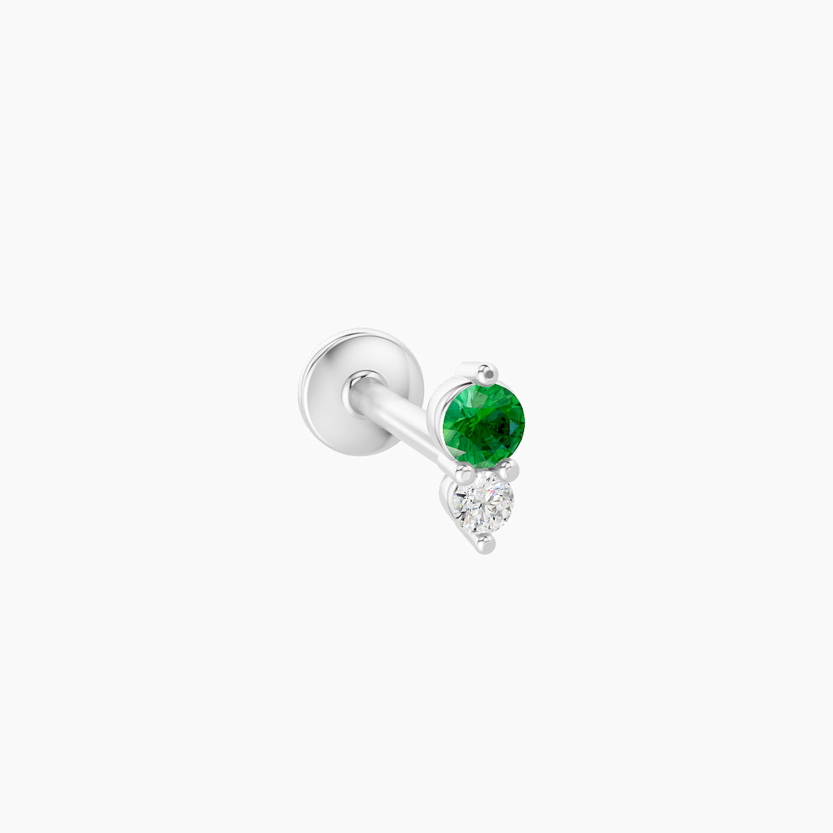 Laetitia | 18k White Gold 8 mm 4.5 mm Emerald & Diamond Nose Piercing