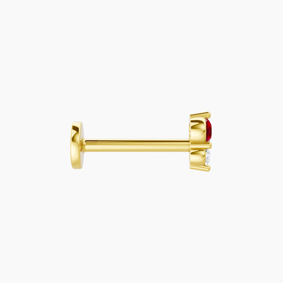 Laetitia | 18k Yellow Gold 8 mm 4.5 mm Ruby & Diamond Nose Piercing