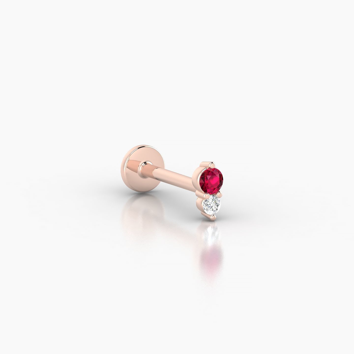 Laetitia | 18k Rose Gold 8 mm 5 mm Ruby & Diamond Nostril Piercing