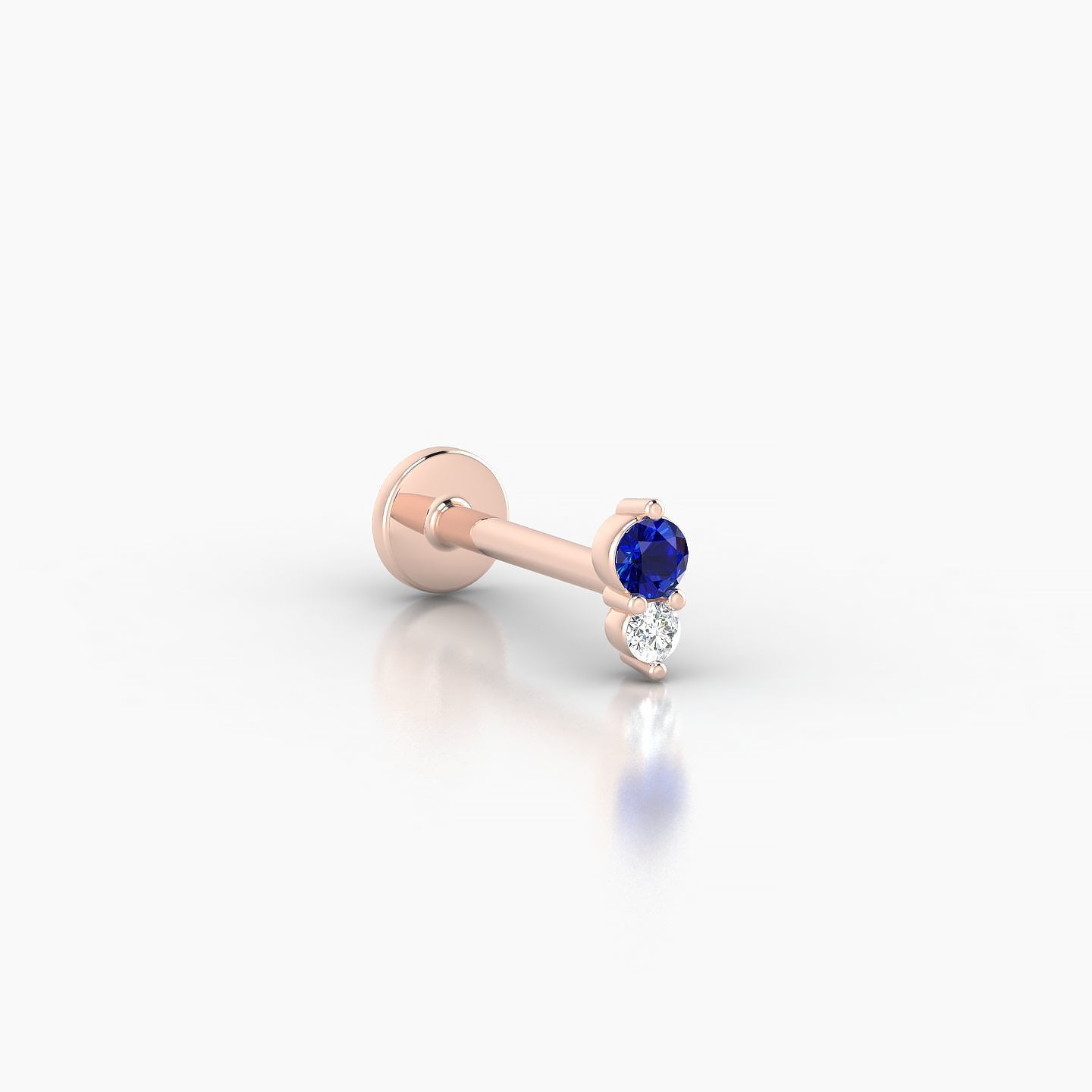 Laetitia | 18k Rose Gold 8 mm 5 mm Sapphire & Diamond Nostril Piercing