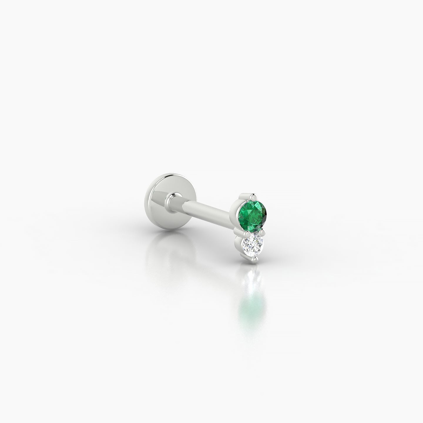 Laetitia | 18k White Gold 8 mm 5 mm Emerald & Diamond Nostril Piercing